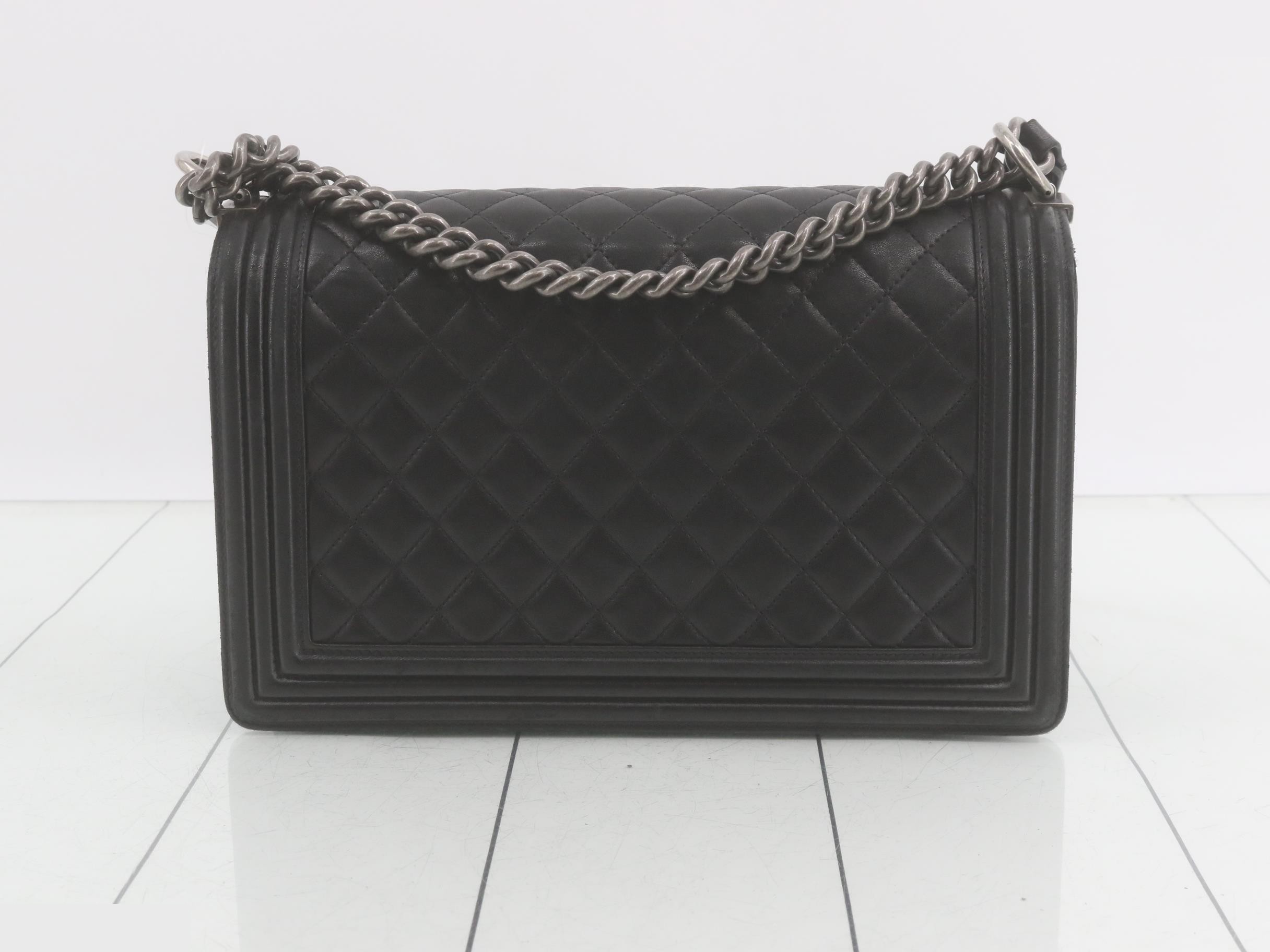 Boy Chanel Lambskin Chain Shoulder Bag, Black — view 2