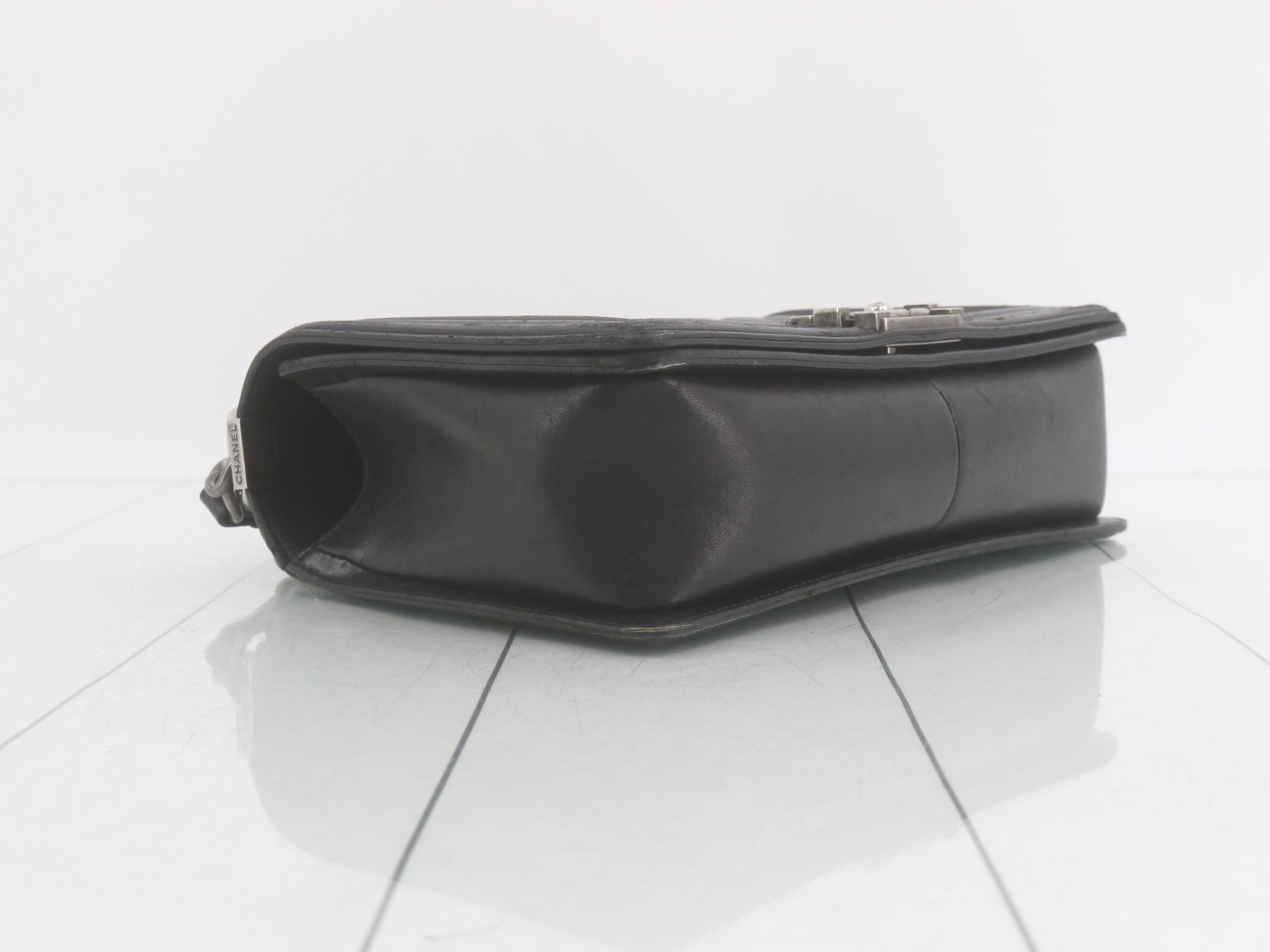 Boy Chanel Lambskin Chain Shoulder Bag, Black — view 5