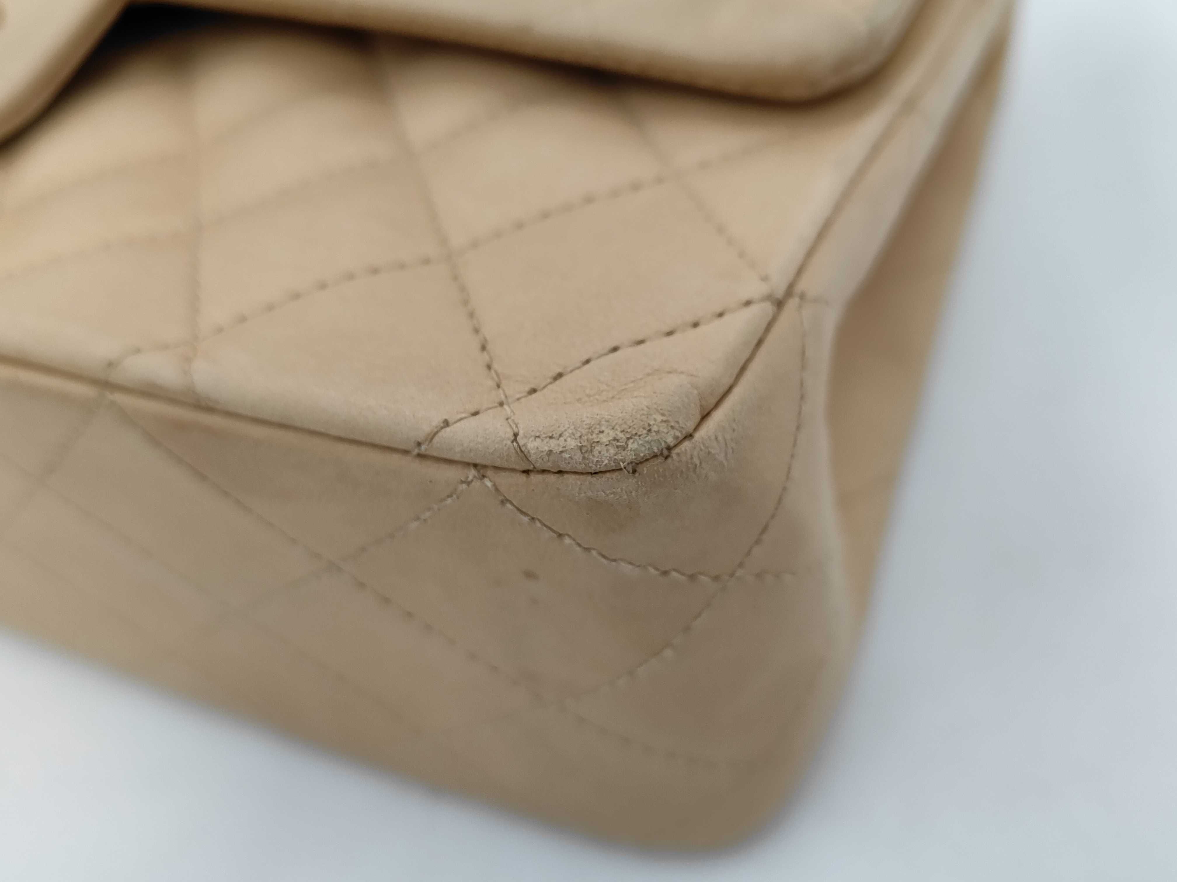 Matelassé 25 Double Flap Lambskin Chain Shoulder Bag, Series 8, Beige — view 12