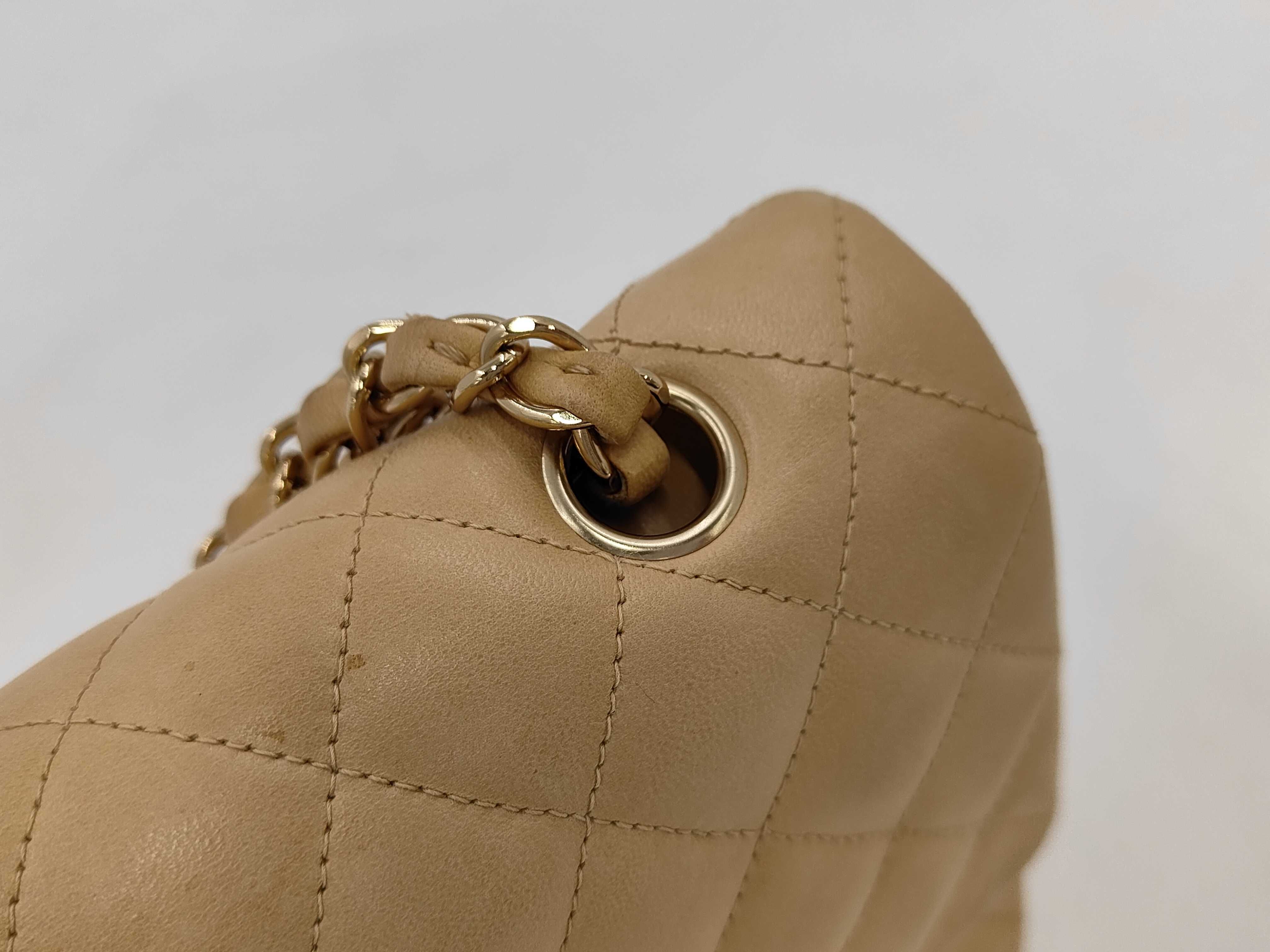 Matelassé 25 Double Flap Lambskin Chain Shoulder Bag, Series 8, Beige — view 15