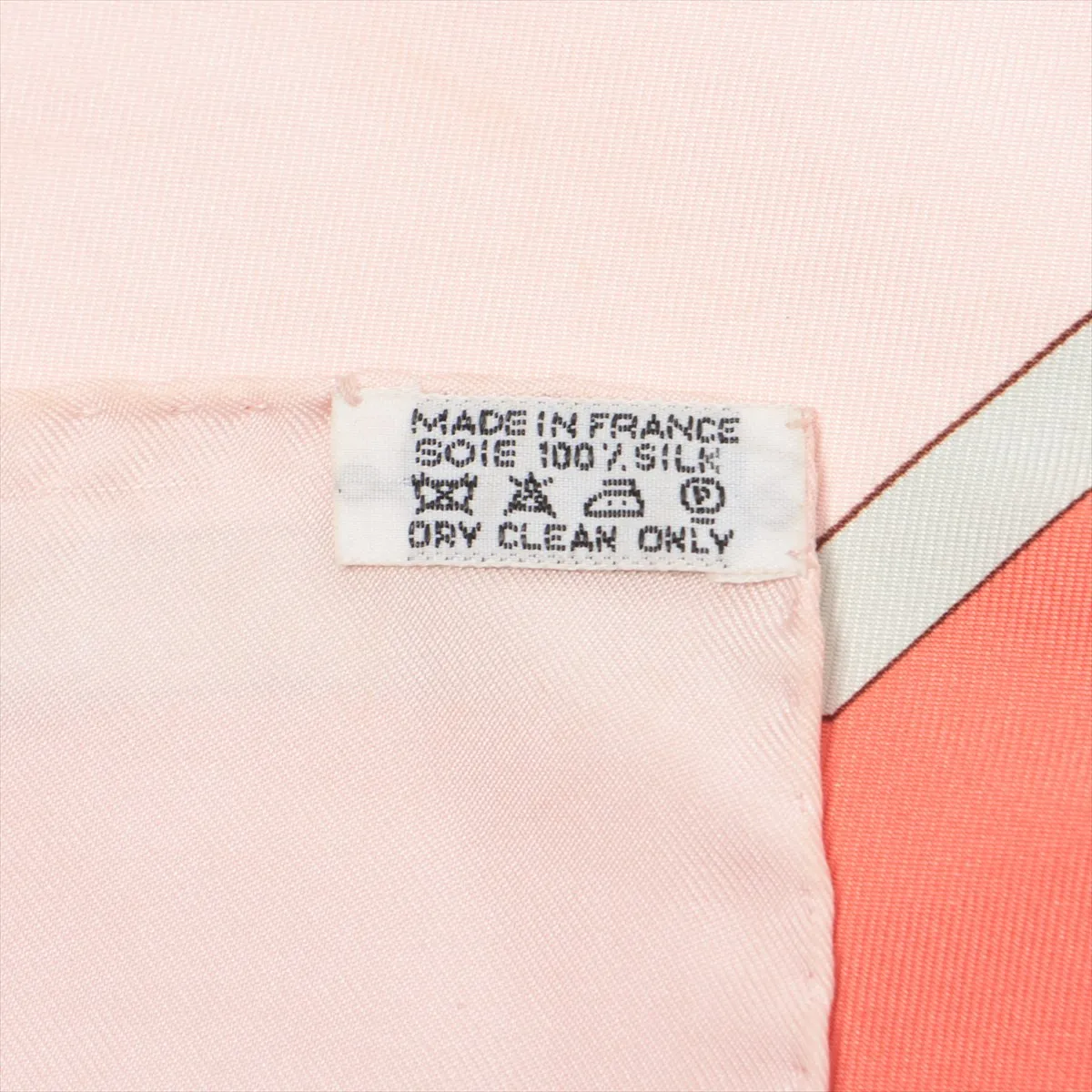 Carre 90 Belles Amures Scarf, "The Aesthetics of Sails," Silk, Pink. Shows signs of wear, — view 6