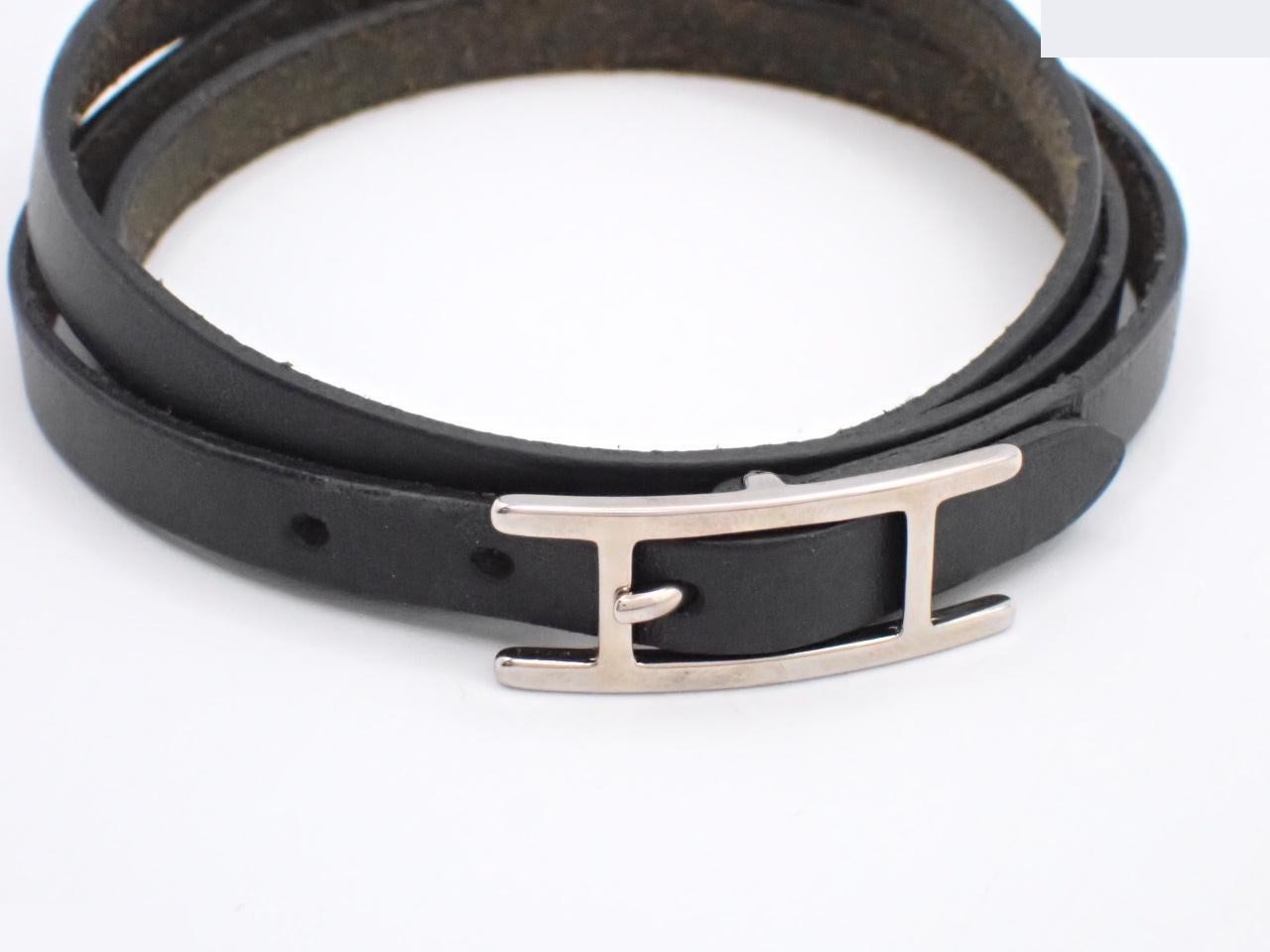 Leather bracelet, "Api 3," MM size, black, approximately 65cm in length. — view 3
