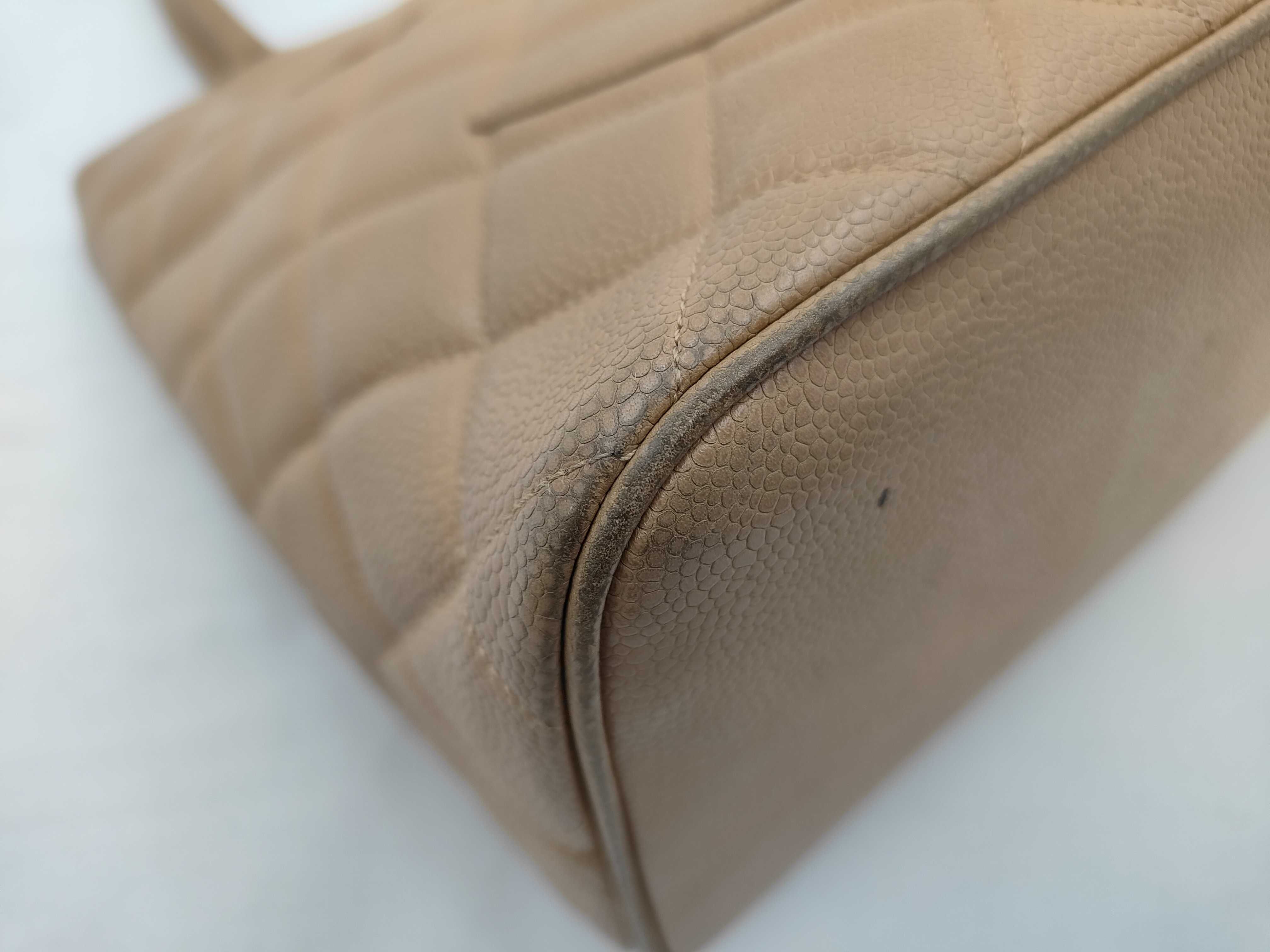 Coco Reissue Tote Bag, Caviar Leather, Beige — view 6