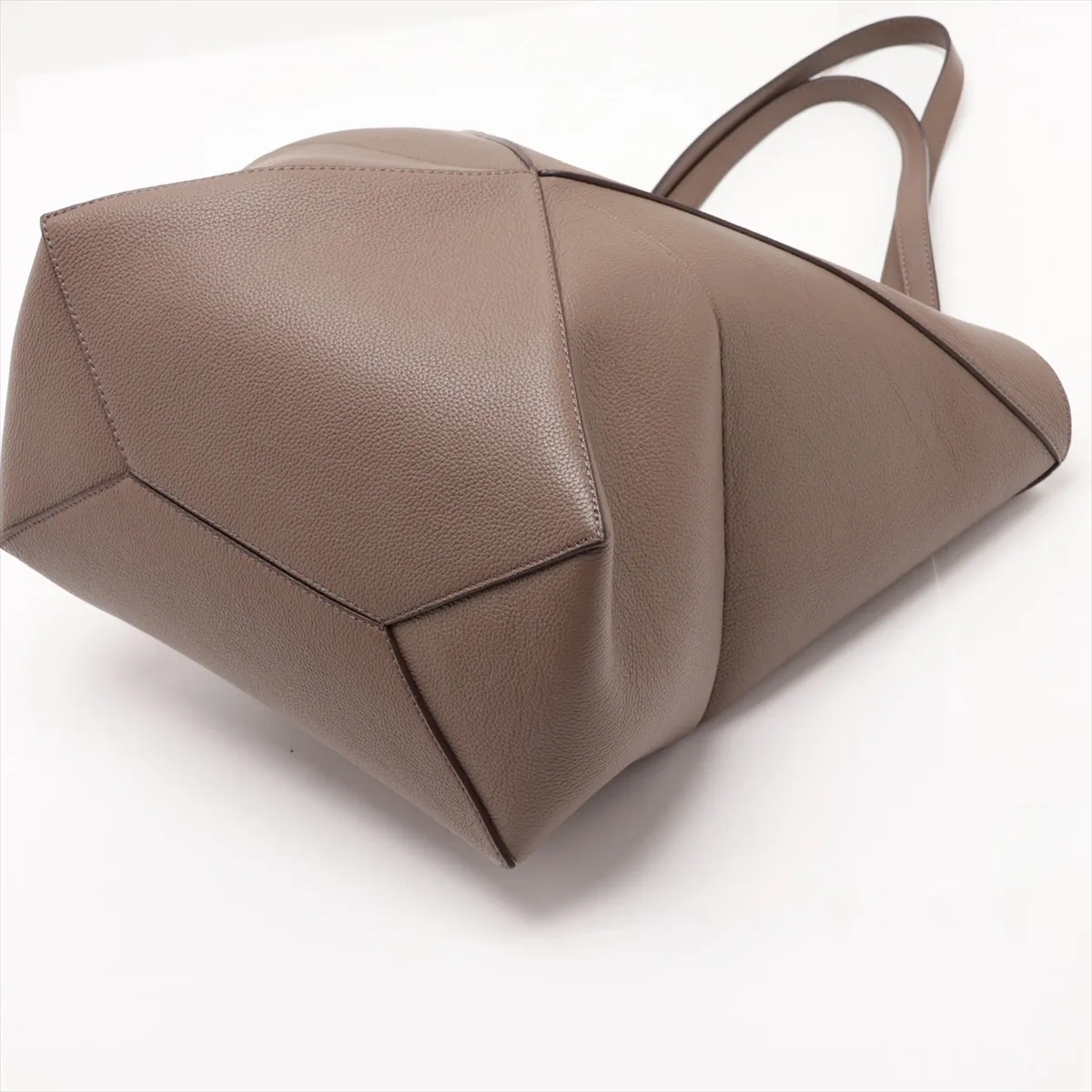 Puzzlefold Medium Leather Tote Bag, Greige — view 3