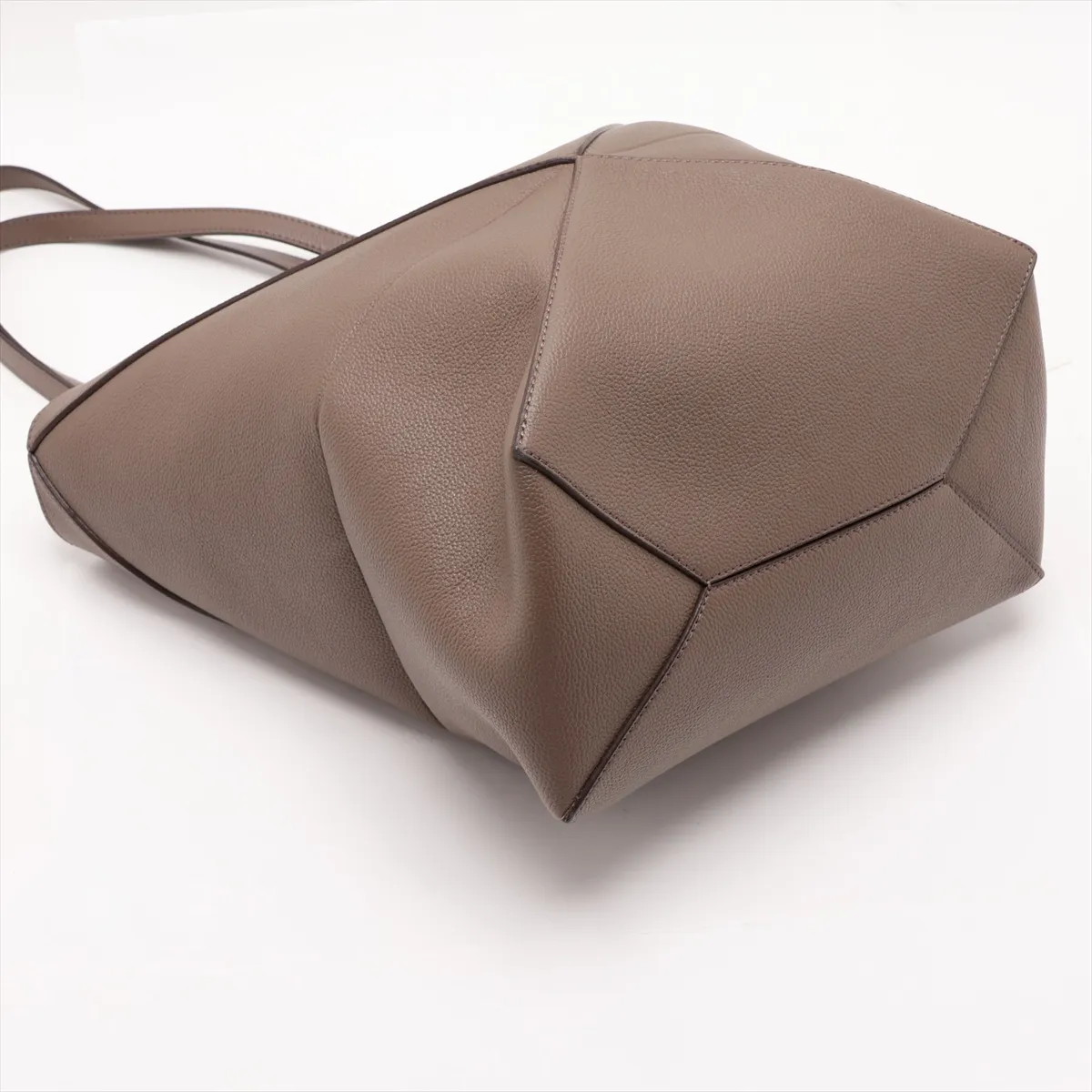 Puzzlefold Medium Leather Tote Bag, Greige — view 4