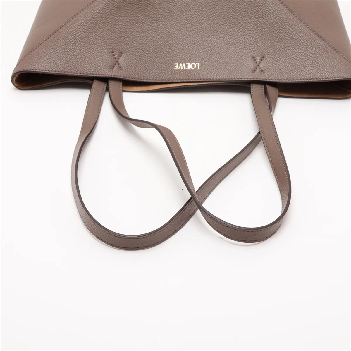 Puzzlefold Medium Leather Tote Bag, Greige — view 5