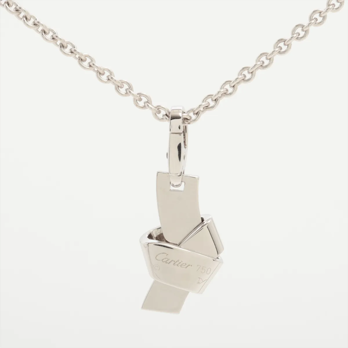 Knot Diamond Charm Necklace, 750 (WG), 13.1g, CQ5438 CJ4560 — view 2