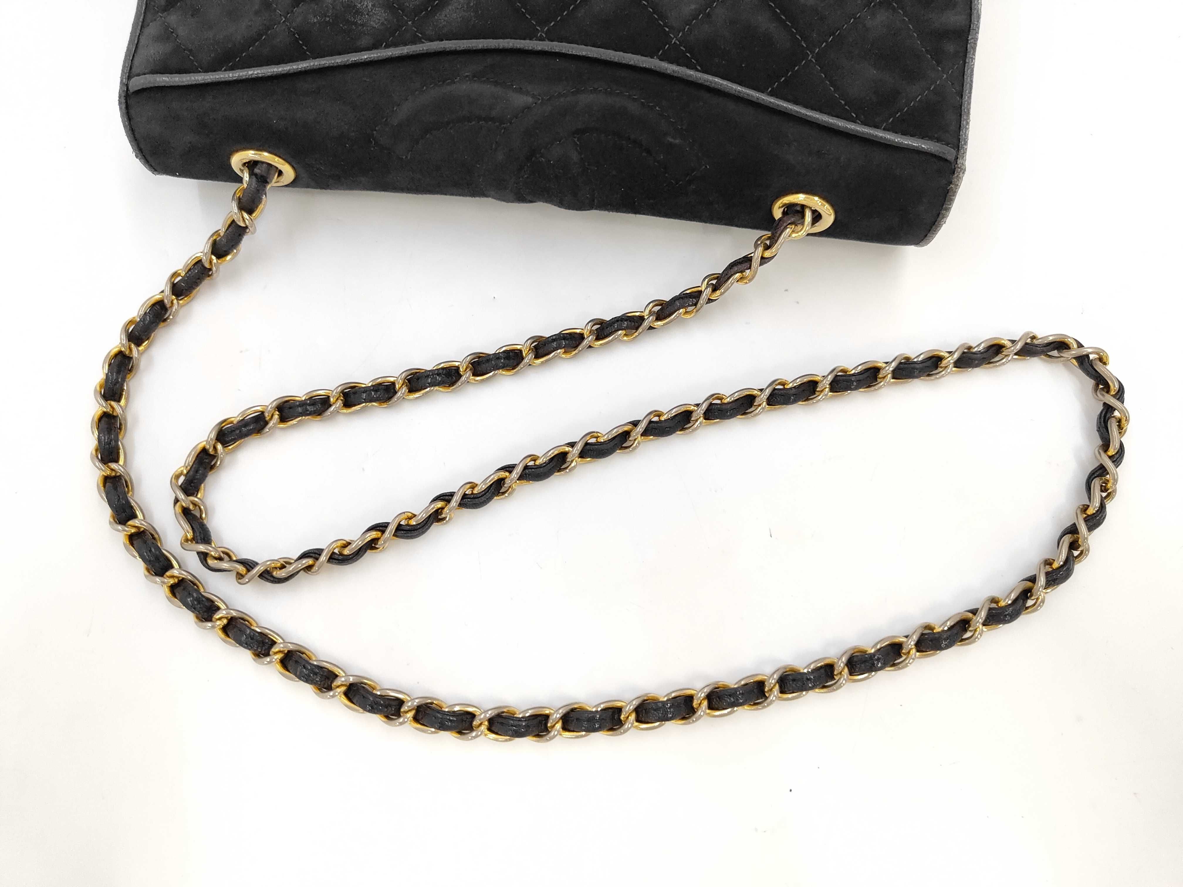 Coco Mark Full Flap Chain Shoulder Bag, Suede, Black, Silver Hardware, 1150953 (Shoulder Bag) — view 5