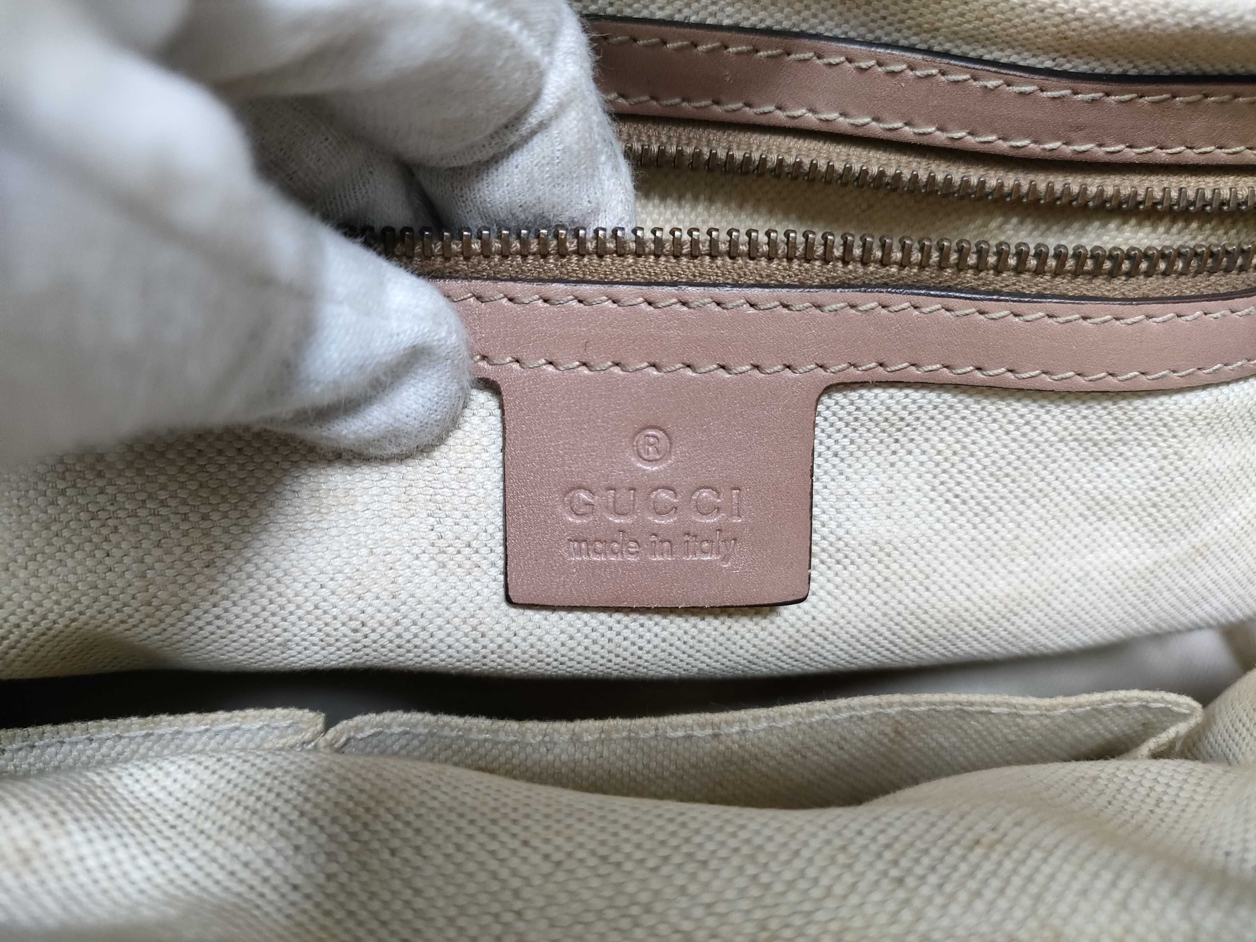 VN- GG Canvas Leather Tote Bag Beige x Pink 269953 Tote Bag — view 15