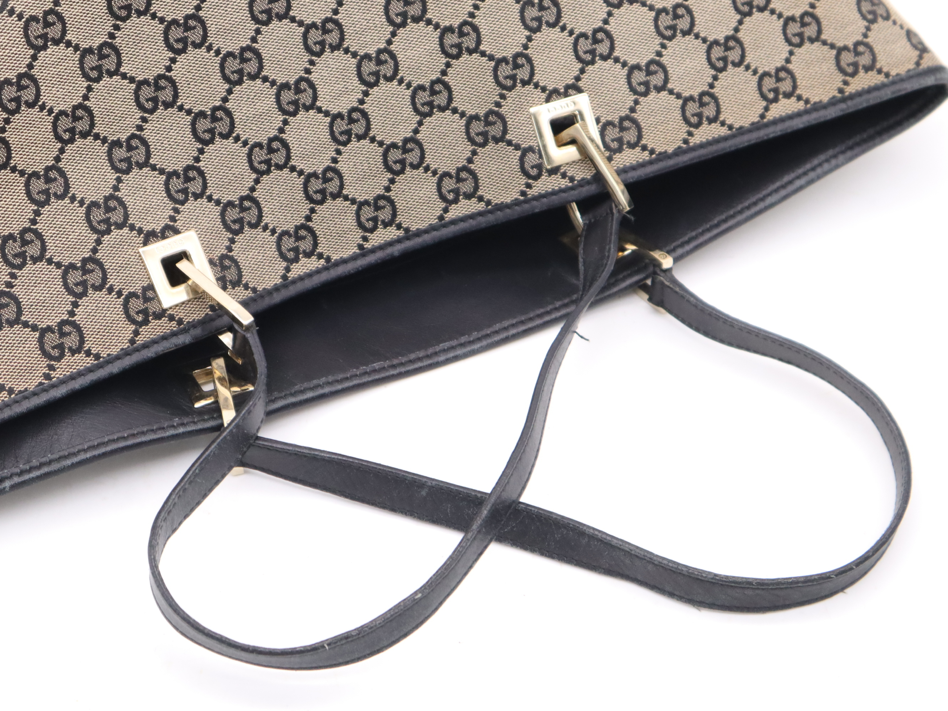 002/0097 GG Canvas GG Pattern Tote Bag (Beige/Black) — view 6