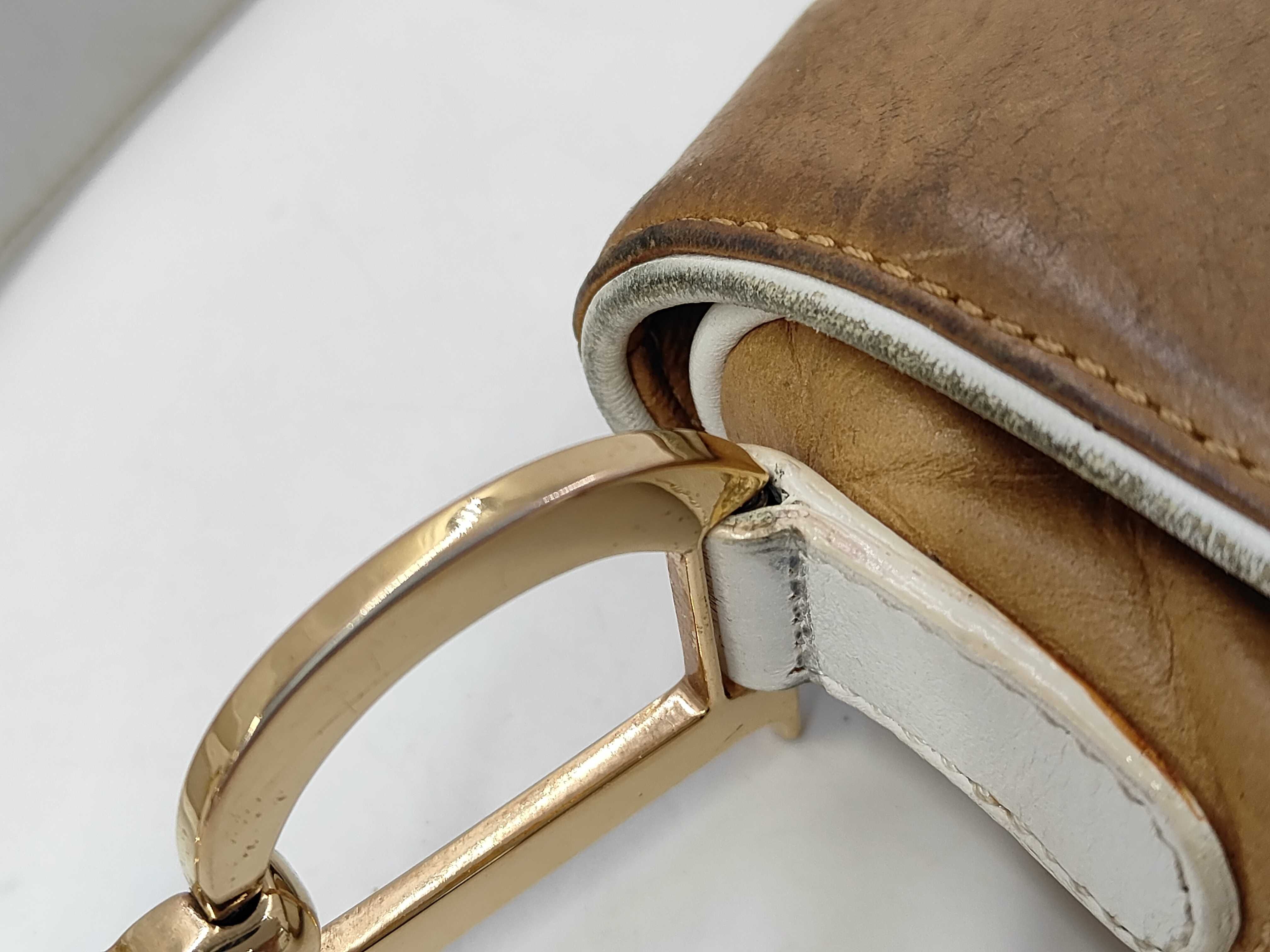 Bicolor D-shaped hardware Saddle Bag Shoulder Bag — view 5