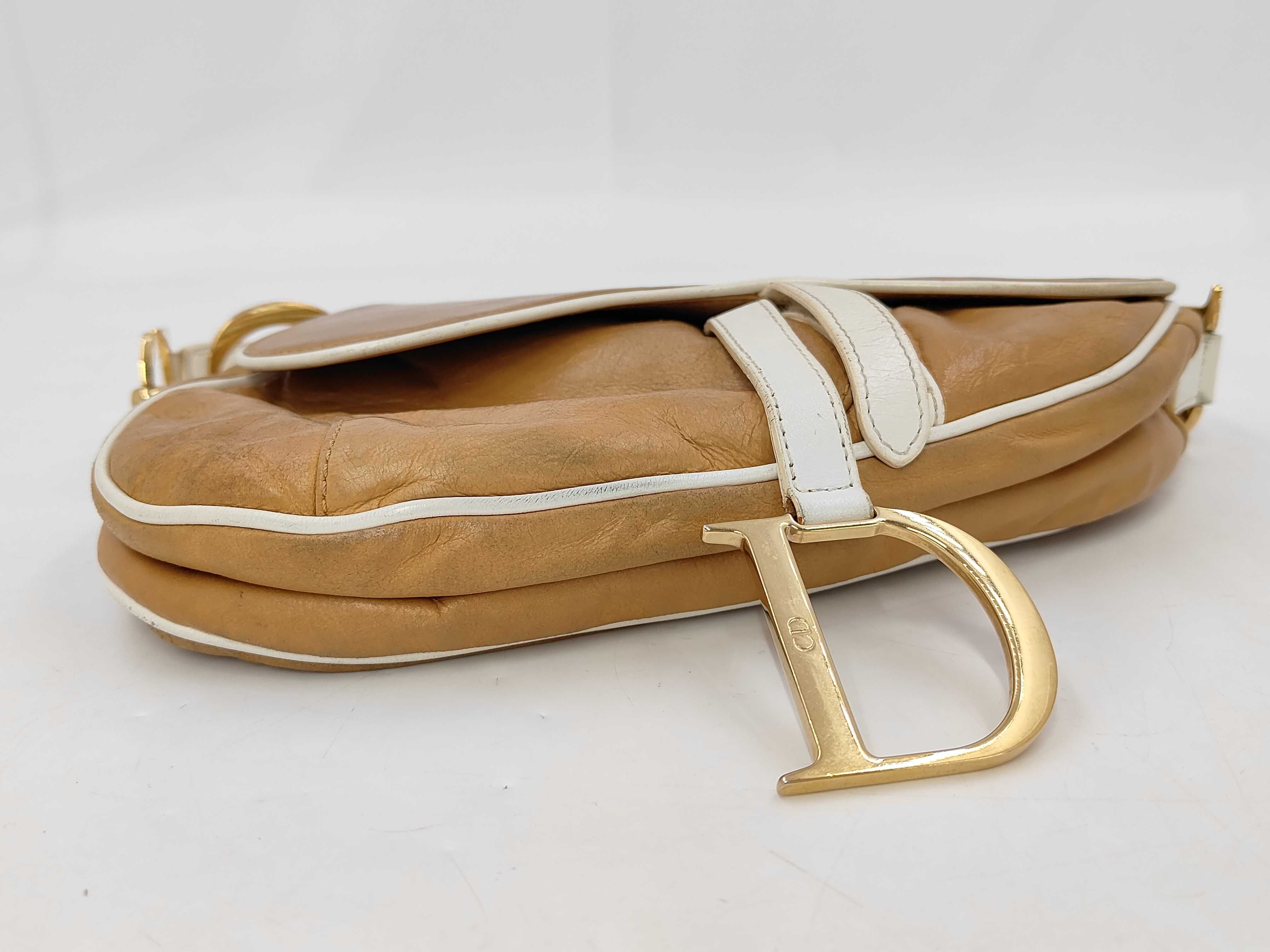 Bicolor D-shaped hardware Saddle Bag Shoulder Bag — view 7