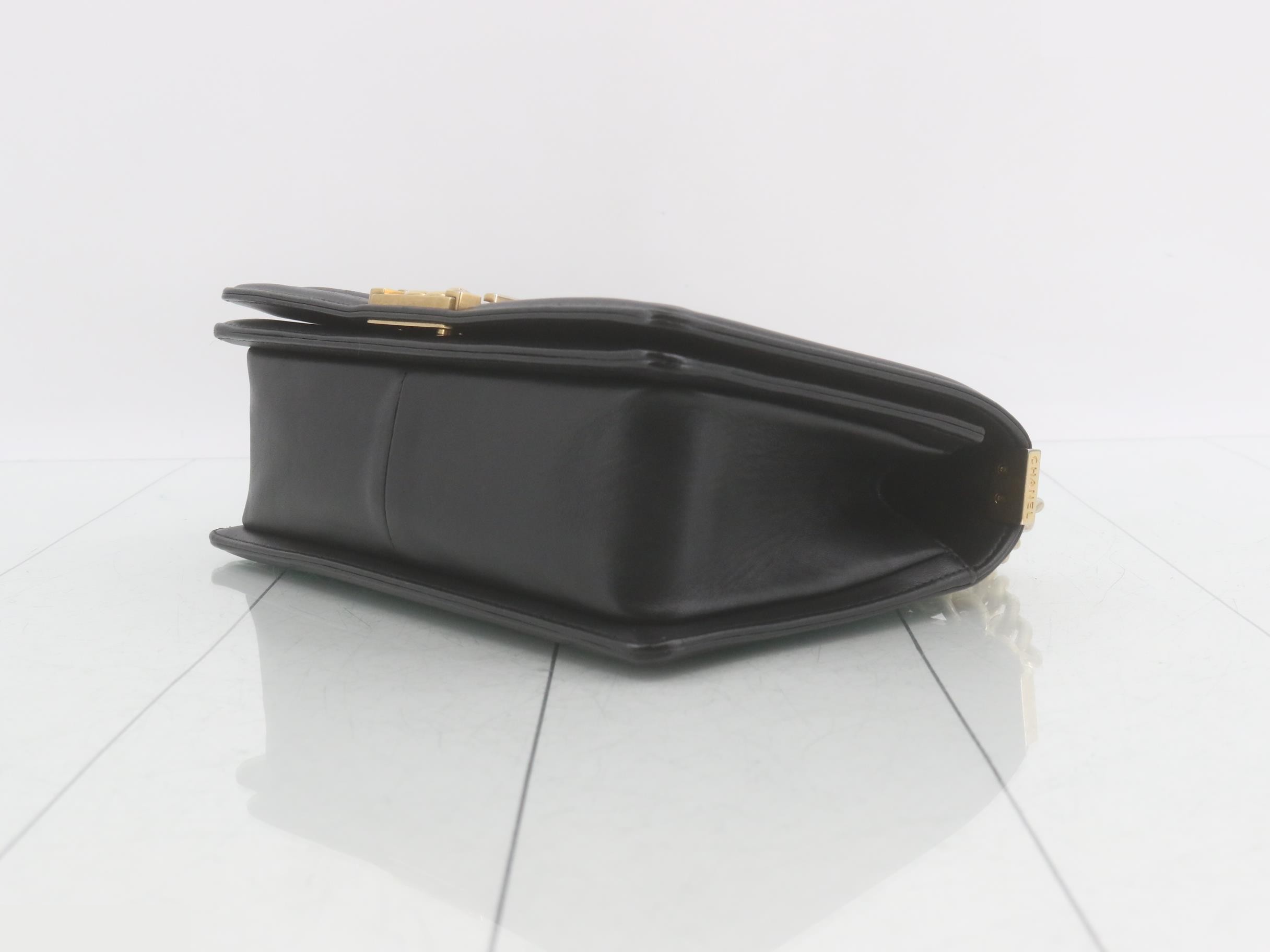 Boy Chanel Leather Chain Shoulder Bag — view 6