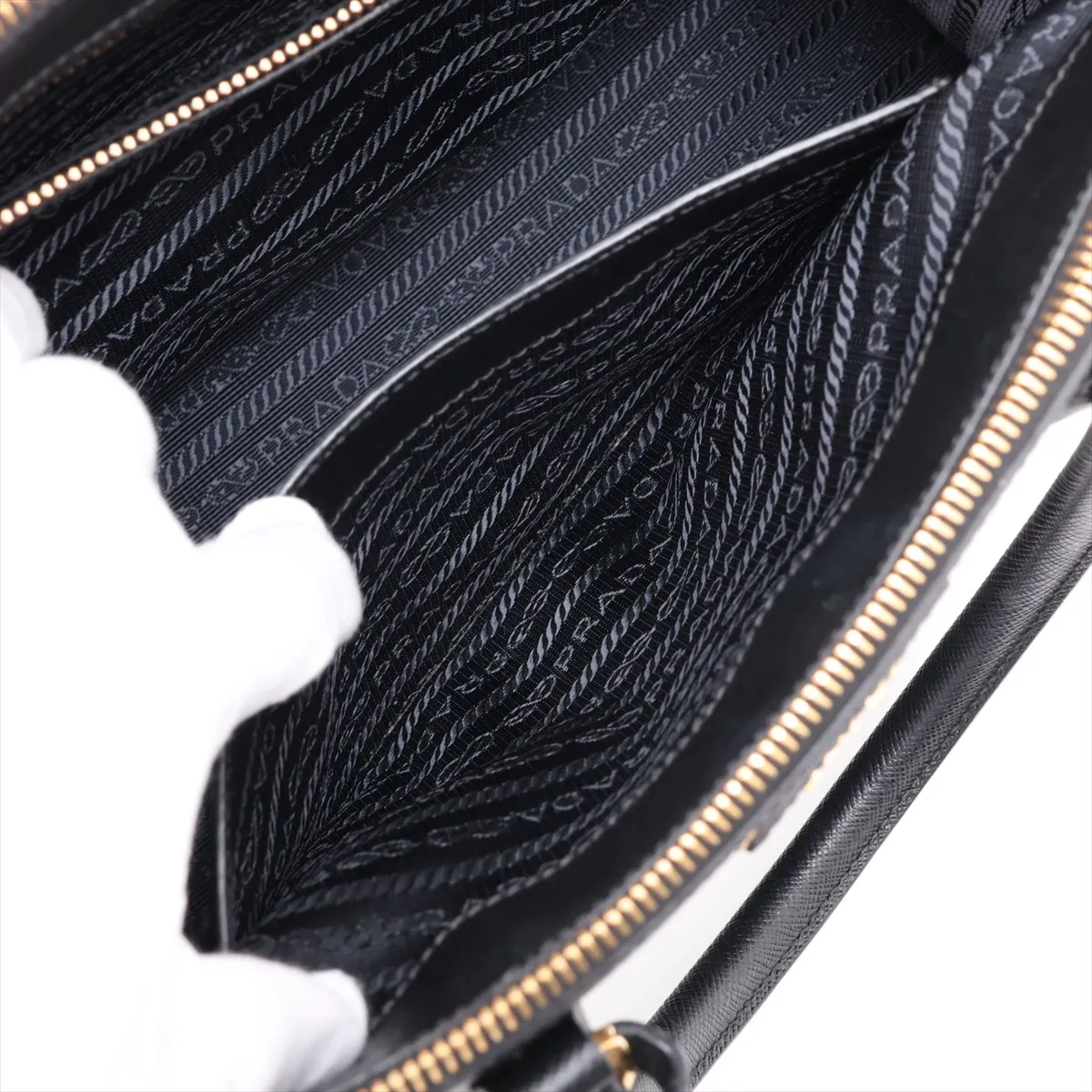 Saffiano Lux Galleria Leather 2-Way Handbag, Black, 1BA863 — view 12