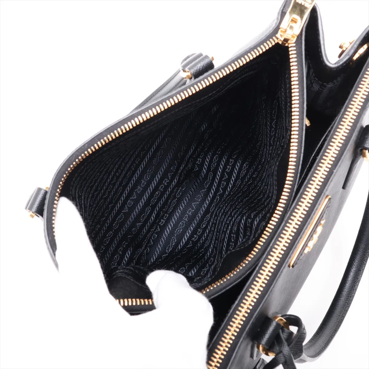 Saffiano Lux Galleria Leather 2-Way Handbag, Black, 1BA863 — view 9