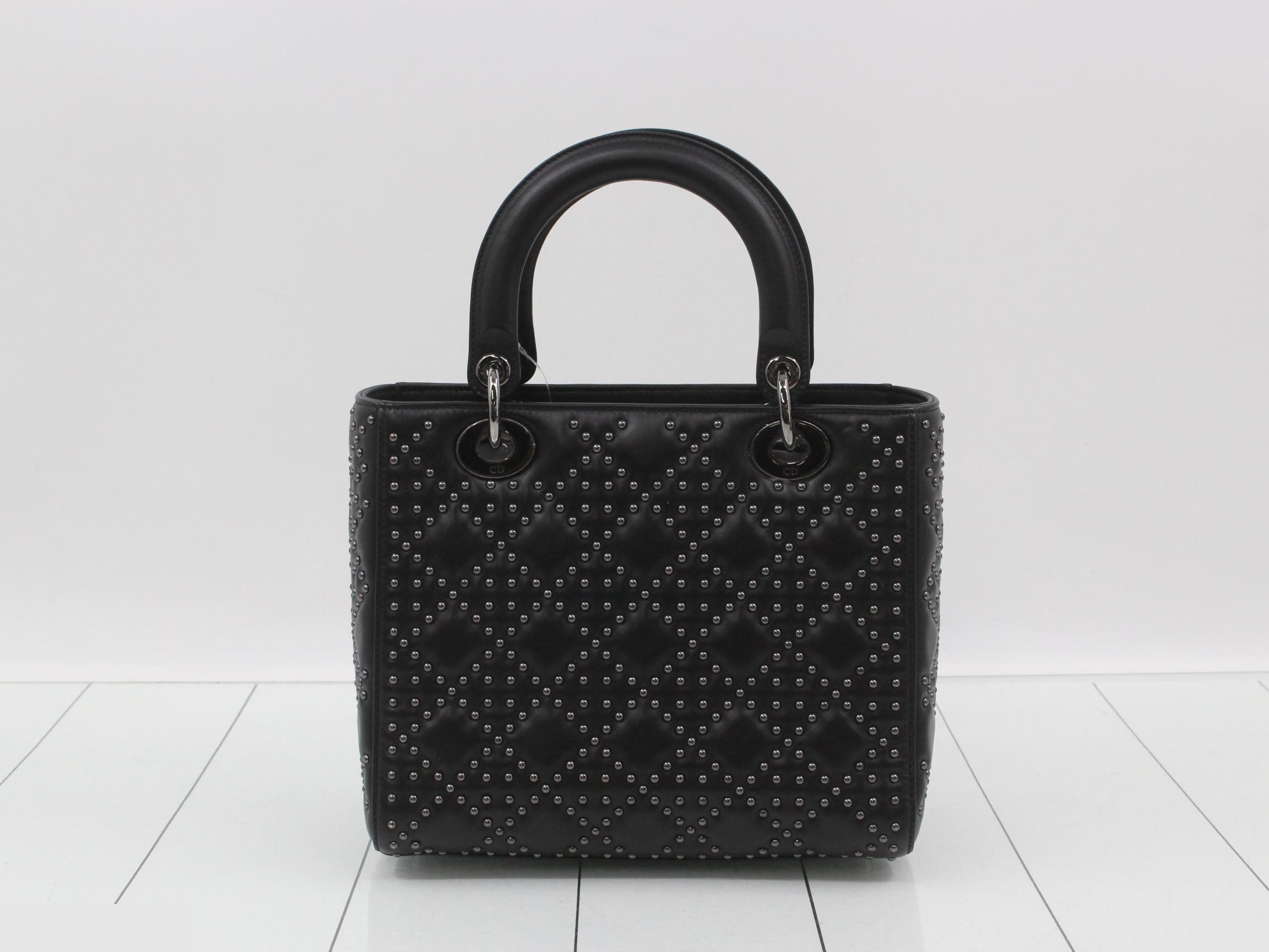 Studded 2-way Lady Dior Shoulder Bag, Black — view 2