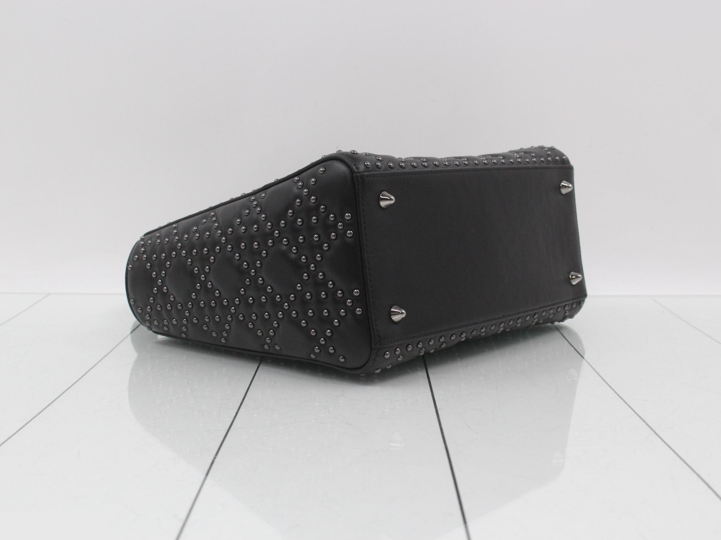Studded 2-way Lady Dior Shoulder Bag, Black — view 5