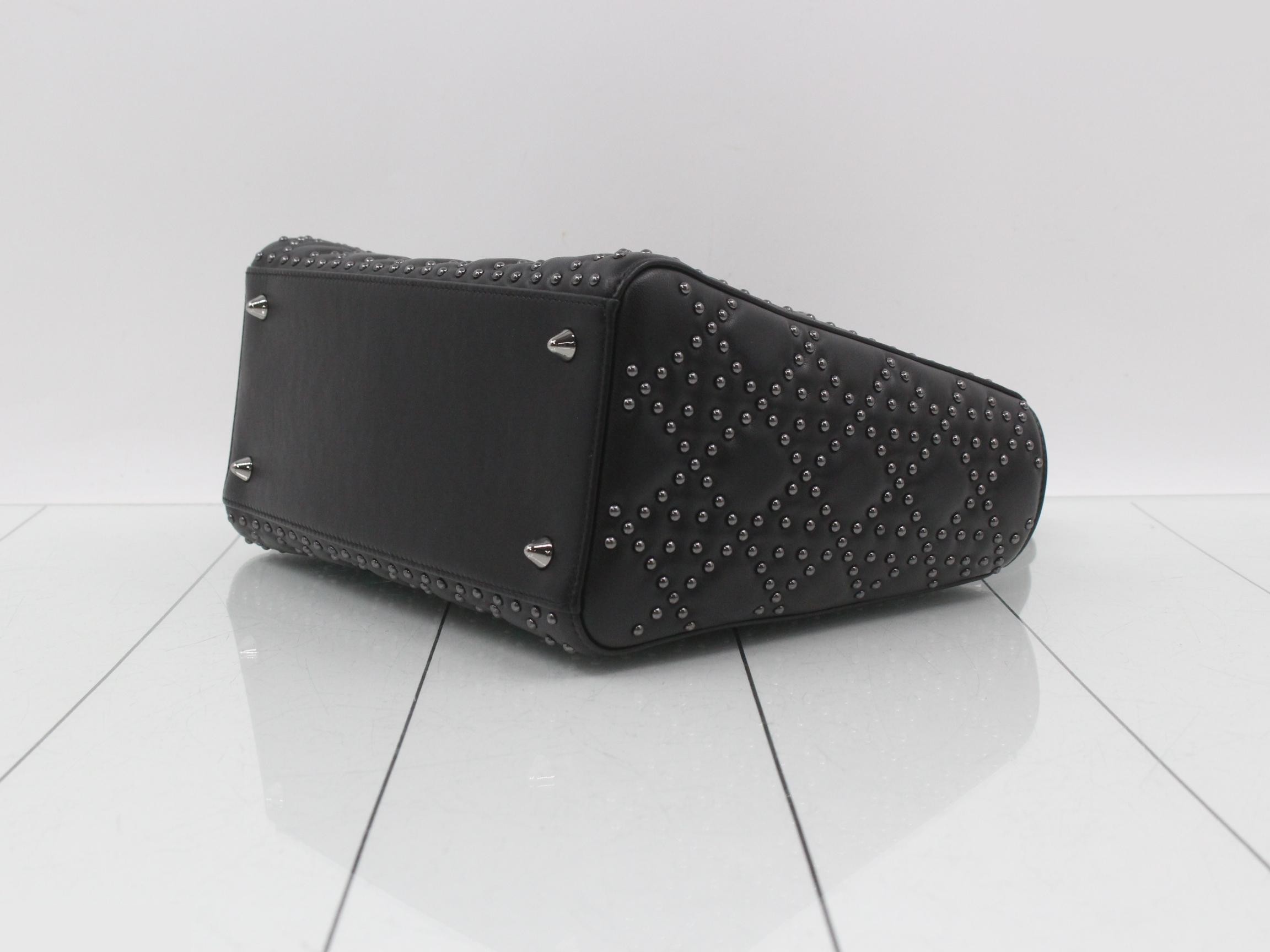 Studded 2-way Lady Dior Shoulder Bag, Black — view 6