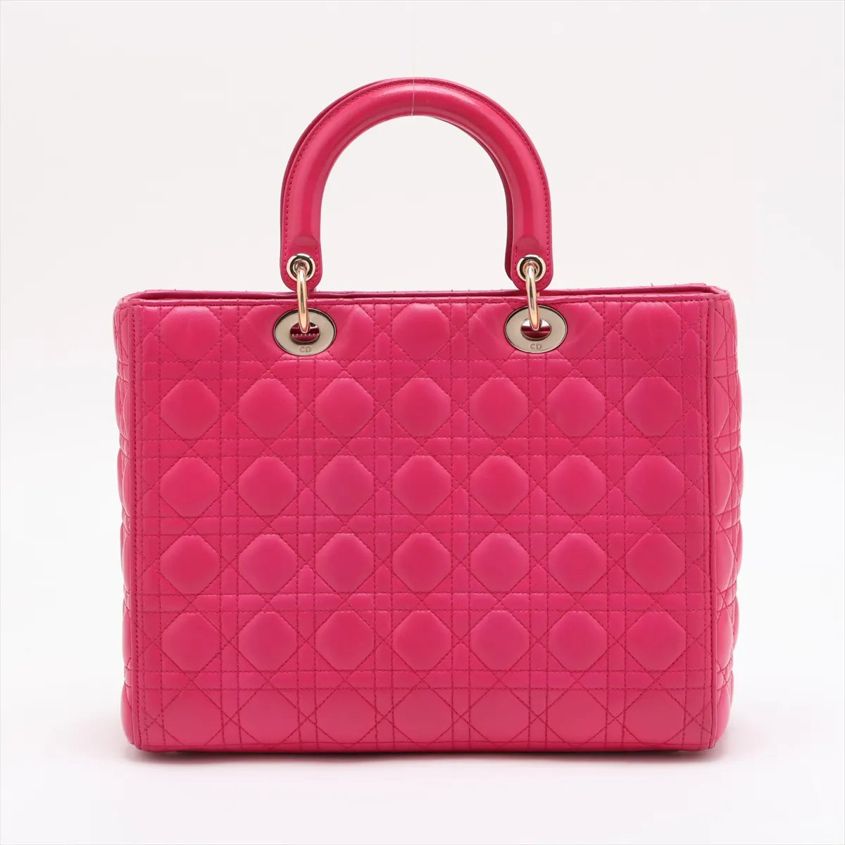 Lady Dior Cannage Large Leather Handbag Pink — view 2