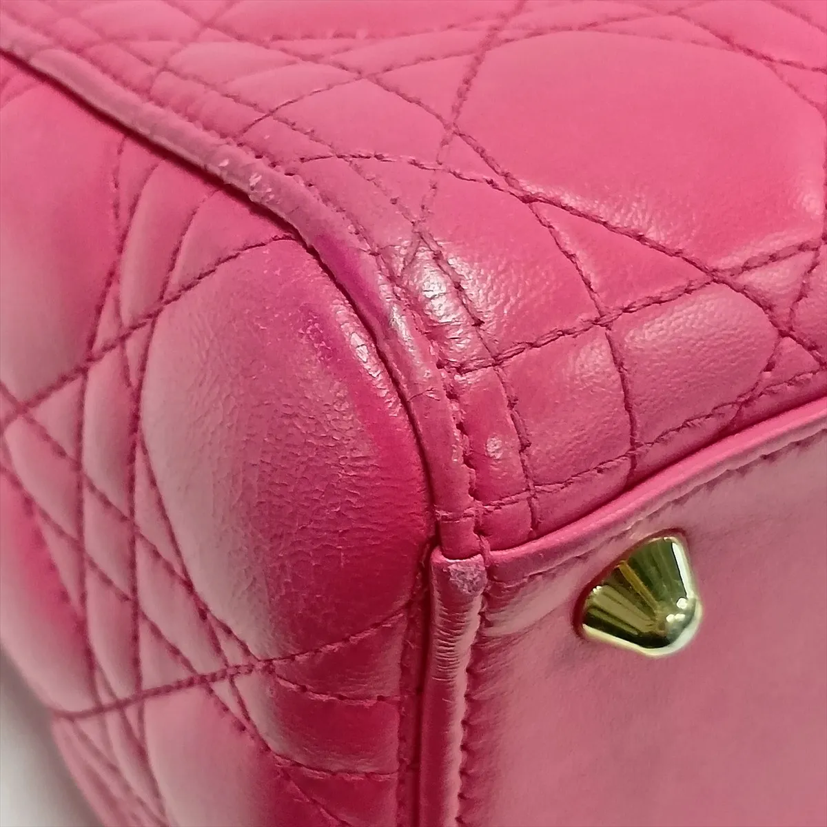 Lady Dior Cannage Large Leather Handbag Pink — view 13