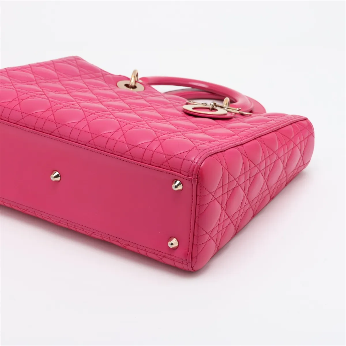 Lady Dior Cannage Large Leather Handbag Pink — view 3