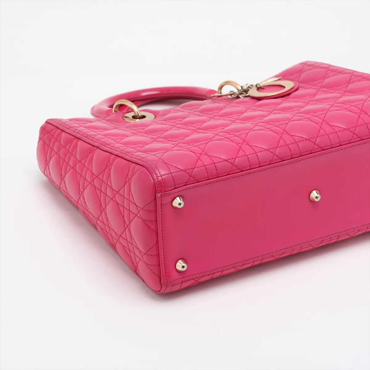 Lady Dior Cannage Large Leather Handbag Pink — view 4