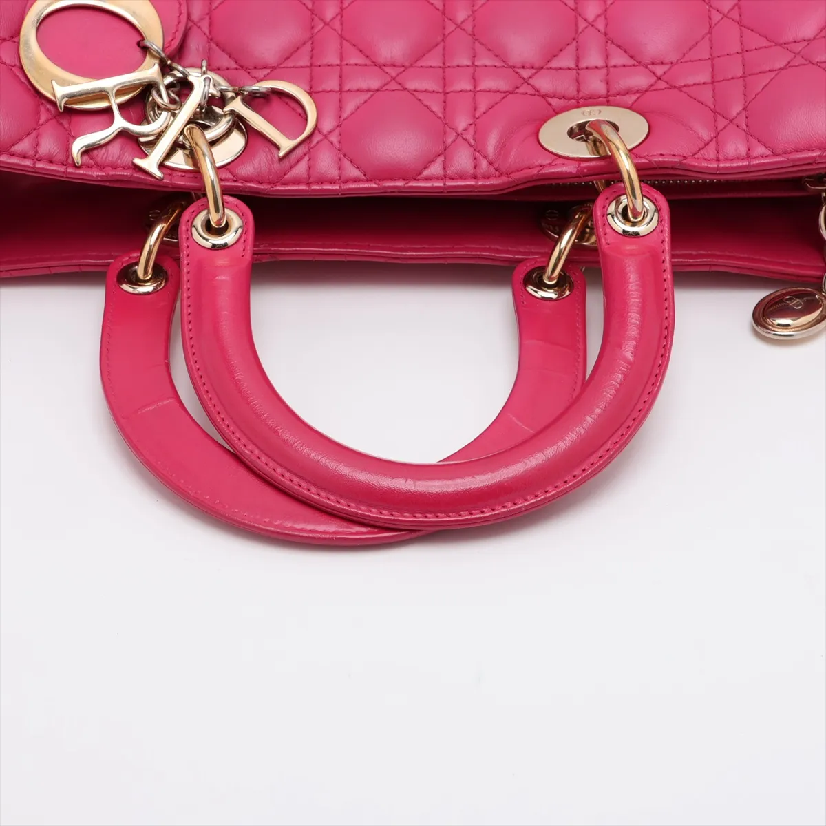 Lady Dior Cannage Large Leather Handbag Pink — view 5