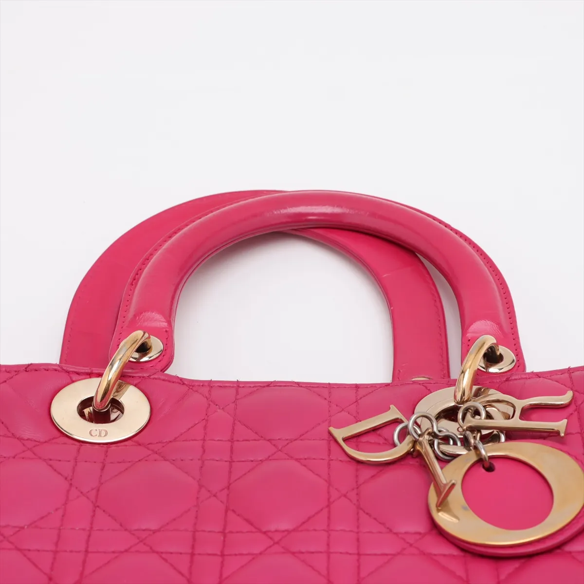 Lady Dior Cannage Large Leather Handbag Pink — view 6