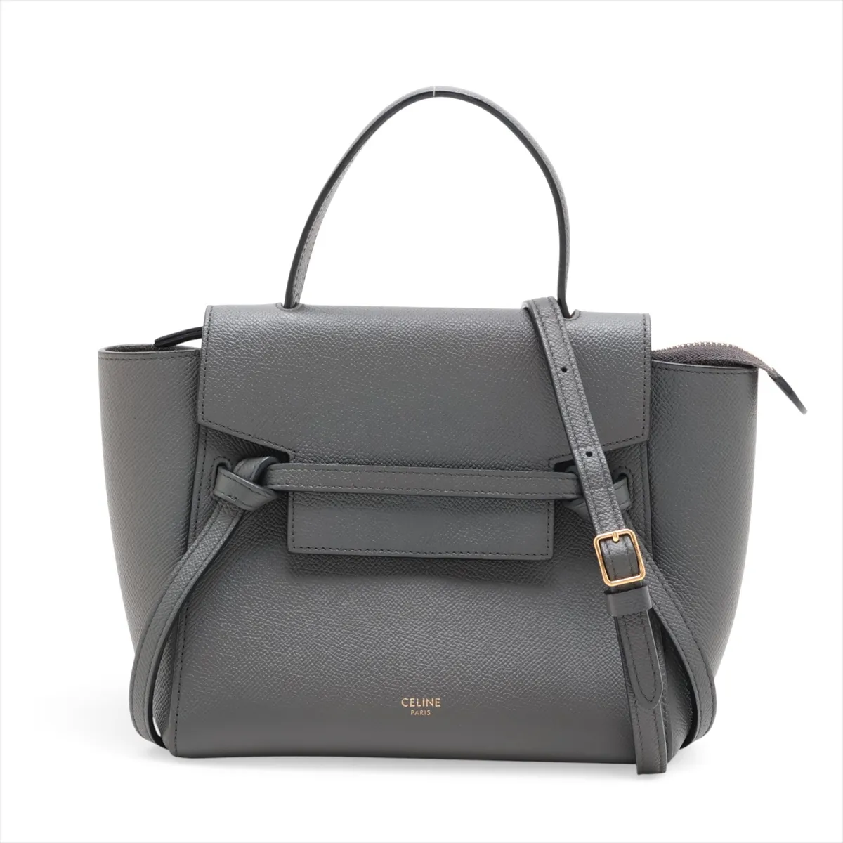 Belt Bag Nano Leather 2-Way Handbag, Gray
