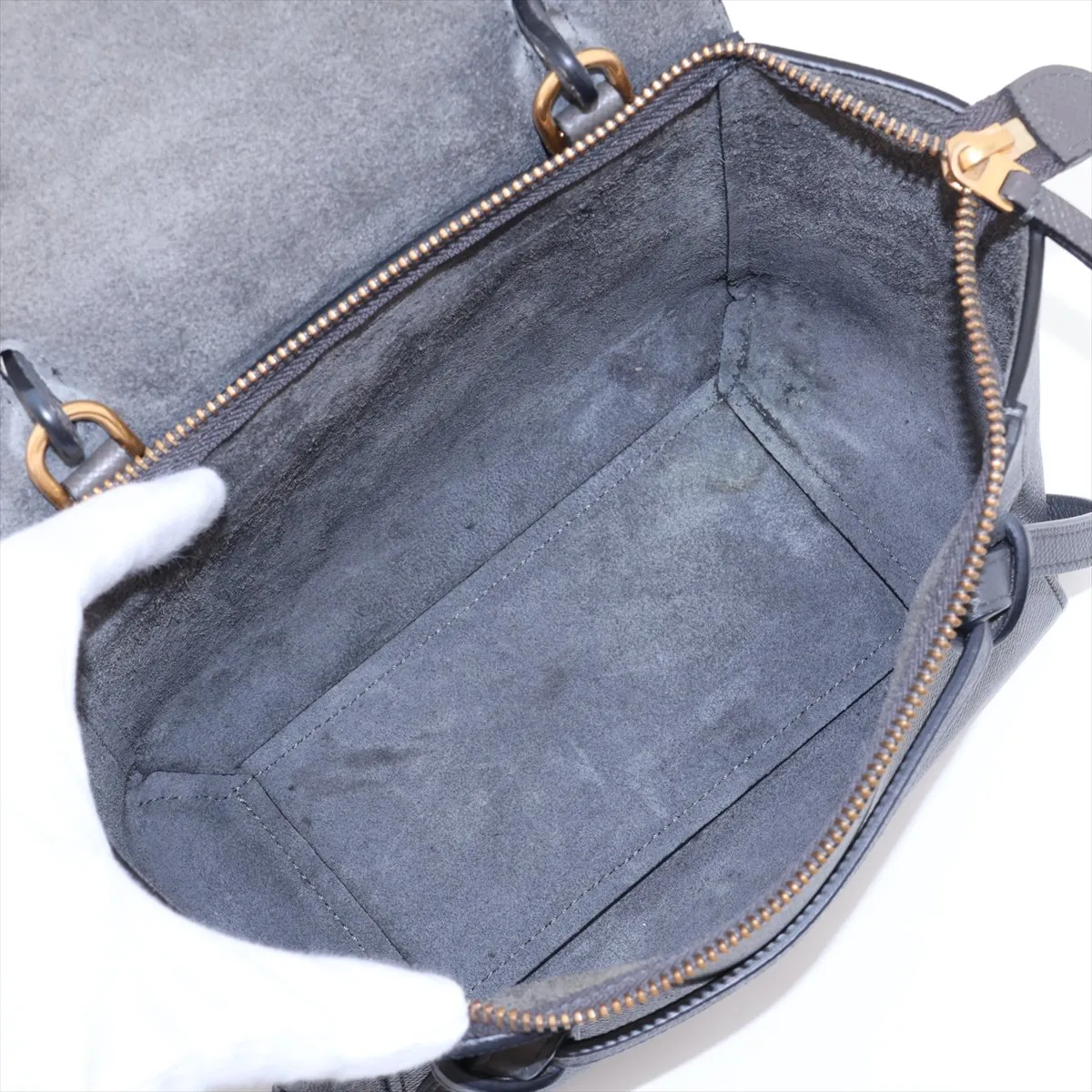 Belt Bag Nano Leather 2-Way Handbag, Gray — view 8