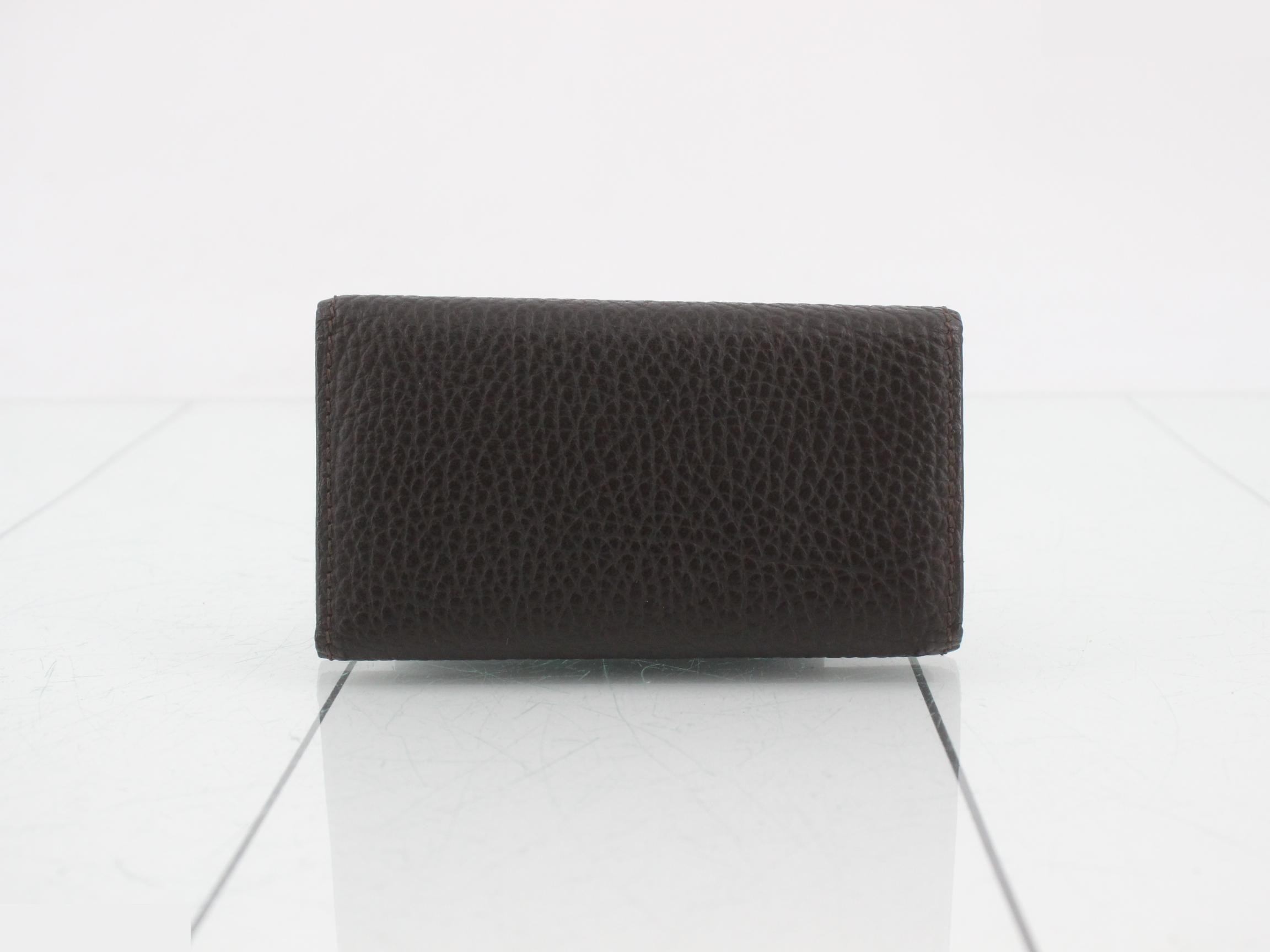 Key Case, Leather, Nova Check Pattern, Brown — view 2