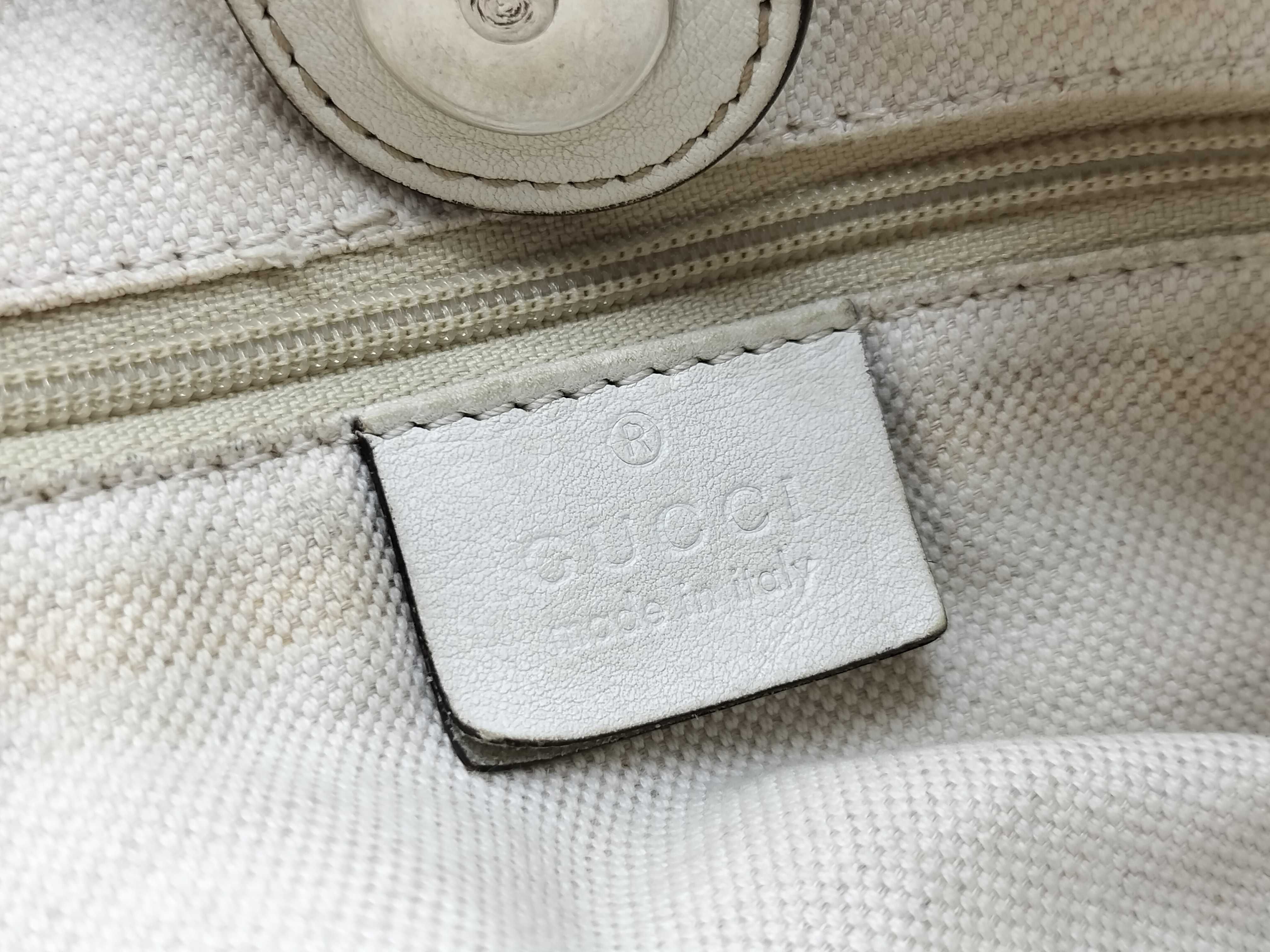 GG Canvas Sukey Canvas x Leather Tote Bag White 211943 Tote Bag — view 14