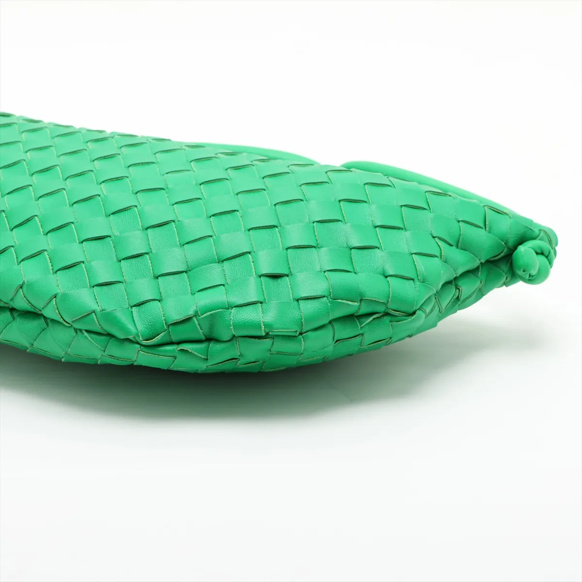 Intrecciato Leather Shoulder Bag, Green — view 3