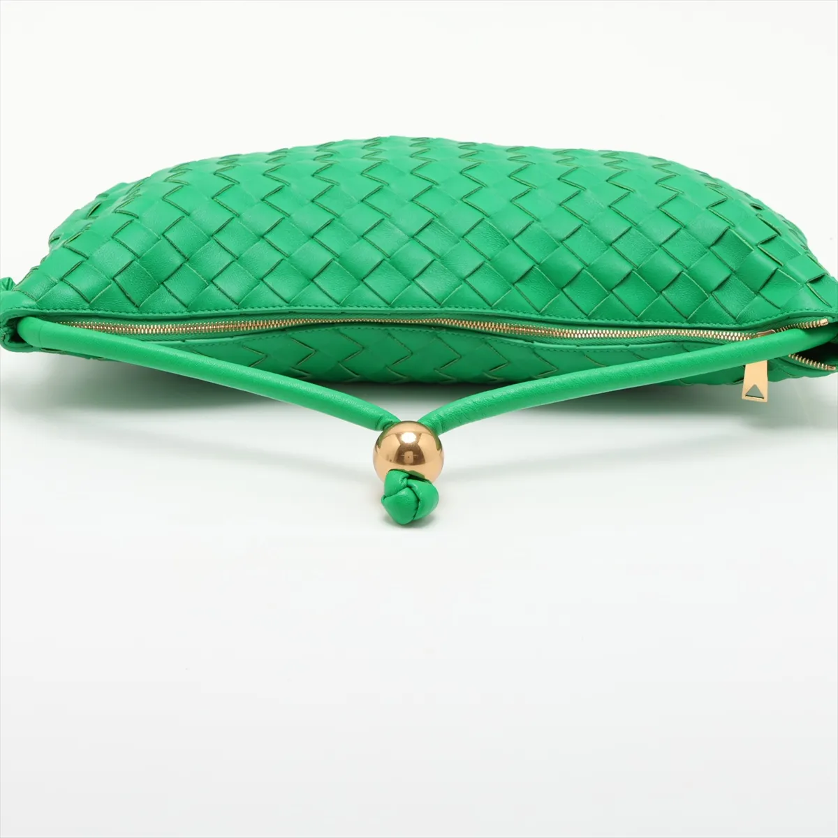 Intrecciato Leather Shoulder Bag, Green — view 5