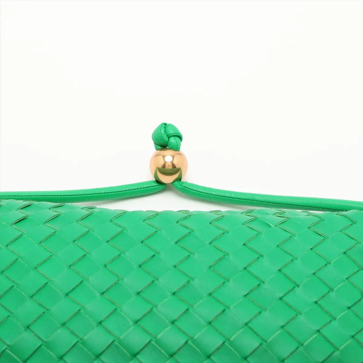 Intrecciato Leather Shoulder Bag, Green — view 6