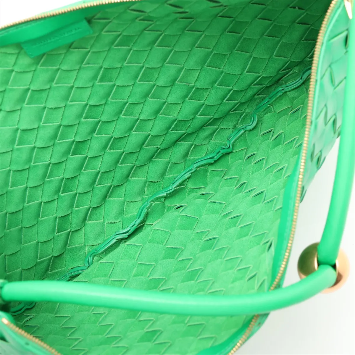 Intrecciato Leather Shoulder Bag, Green — view 7
