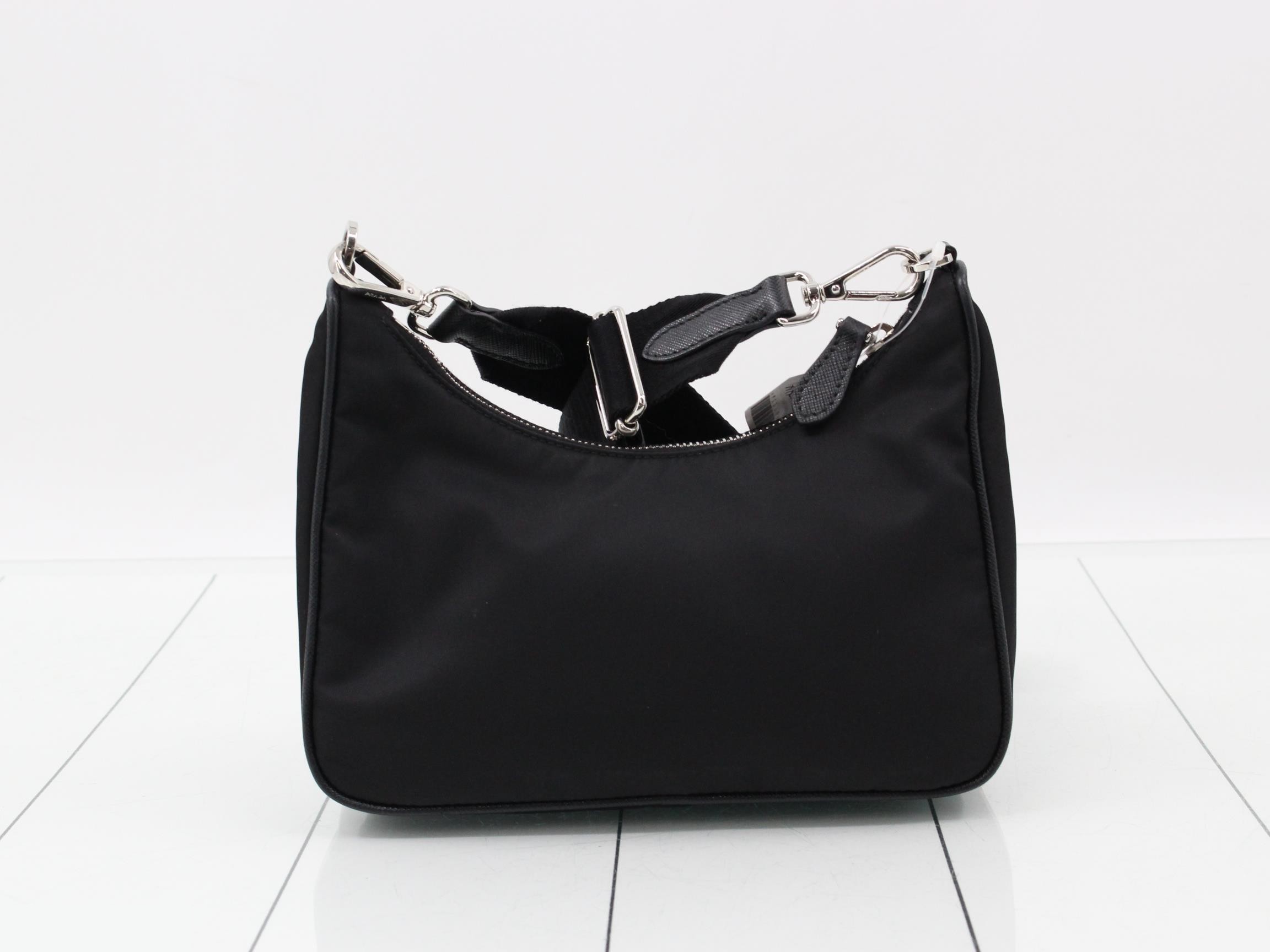 Shoulder bag, nylon/leather, black — view 2