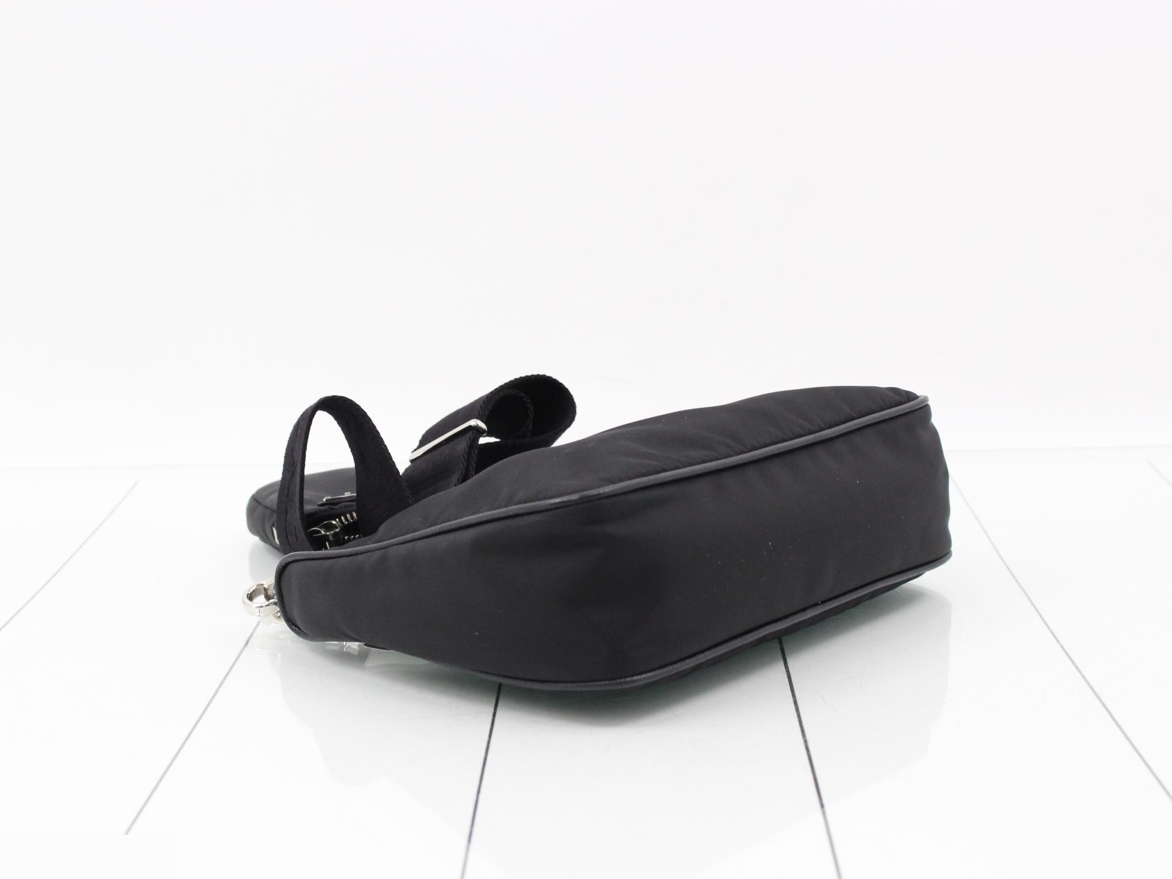 Shoulder bag, nylon/leather, black — view 5
