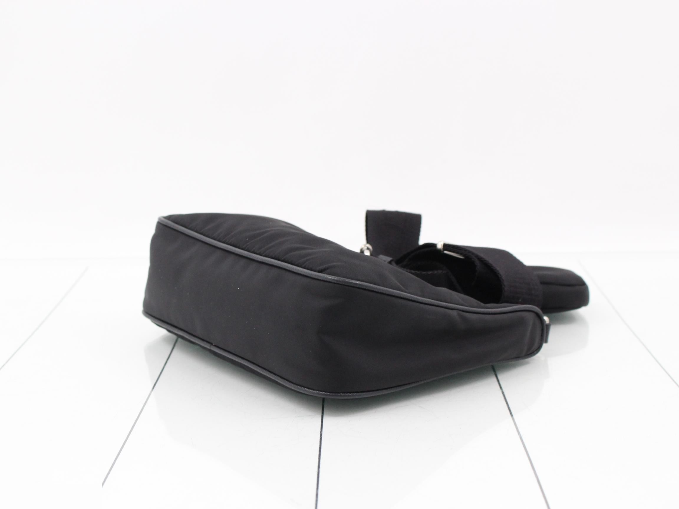 Shoulder bag, nylon/leather, black — view 6