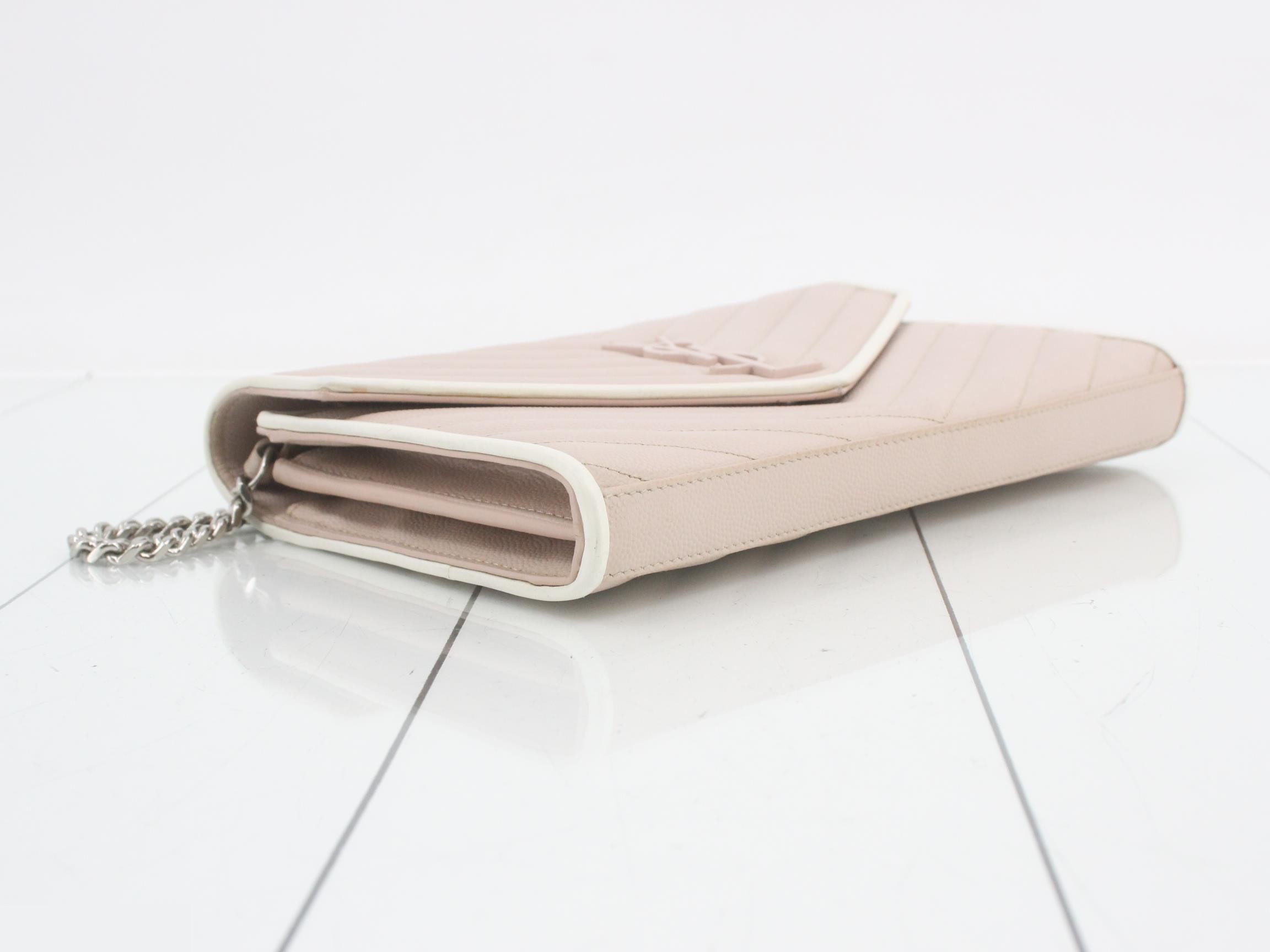Leather V-Stitch Chain Shoulder Bag — view 5