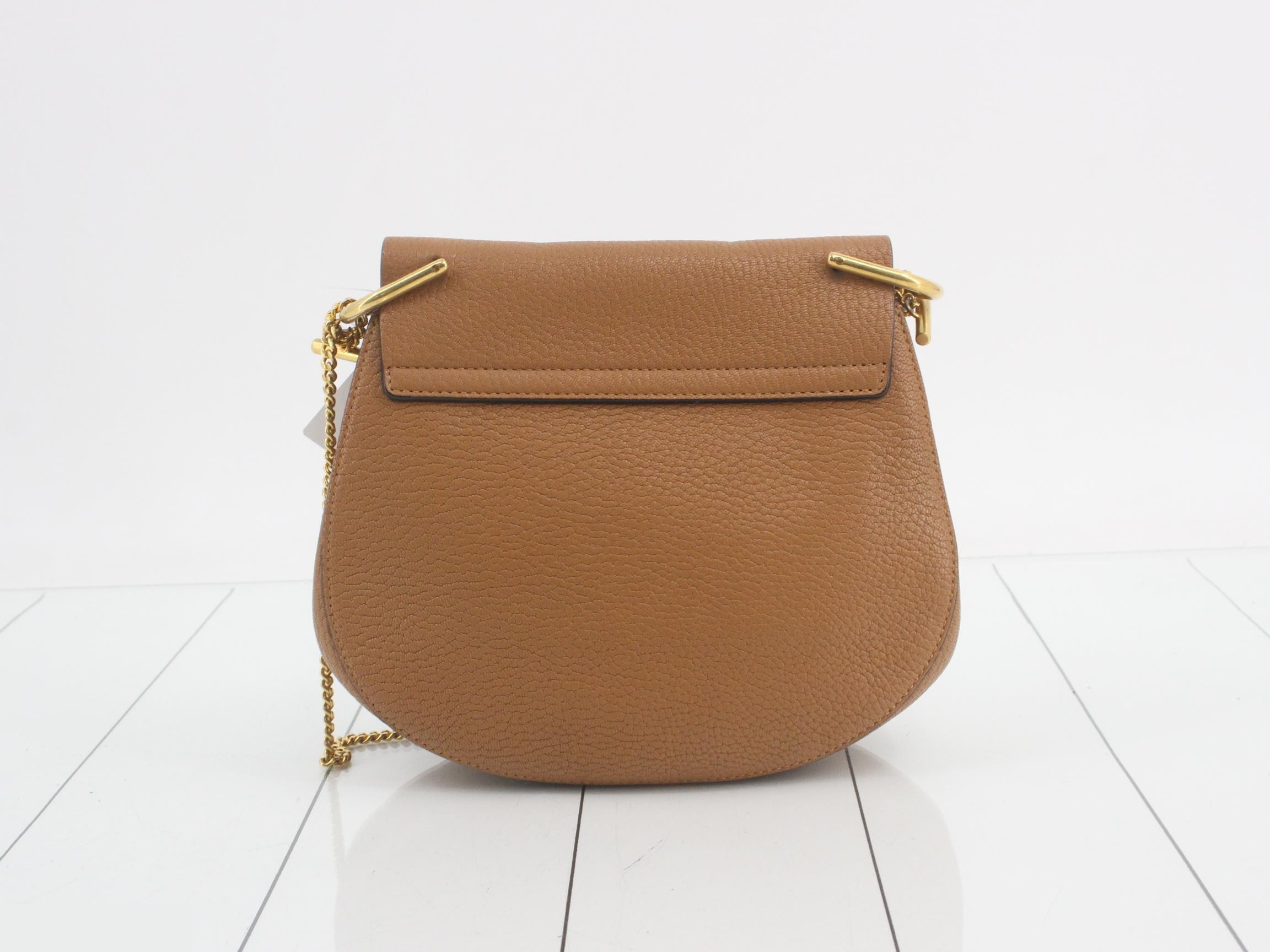 Drew Leather Chain Shoulder Bag, Light Brown — view 2