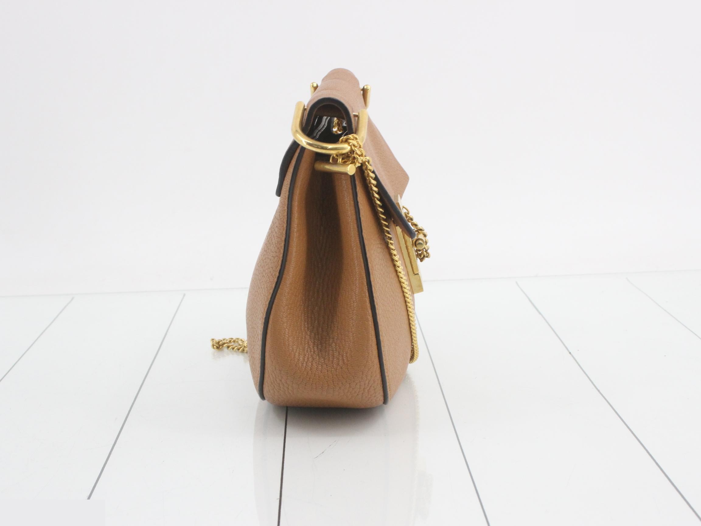 Drew Leather Chain Shoulder Bag, Light Brown — view 4