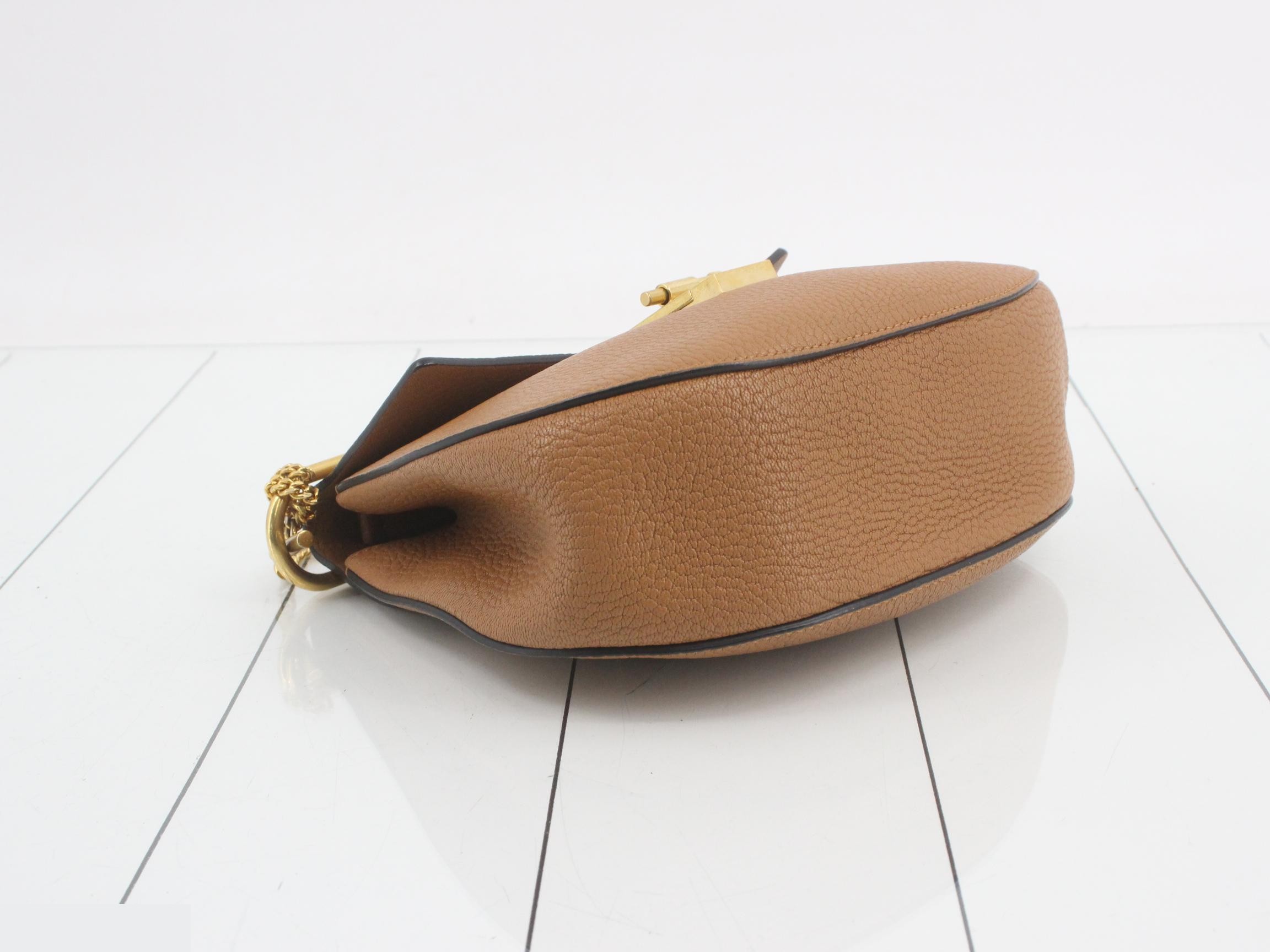 Drew Leather Chain Shoulder Bag, Light Brown — view 5