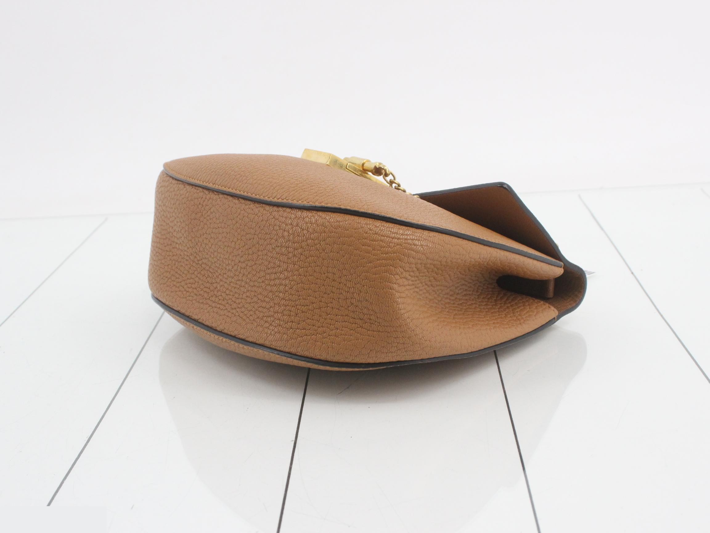 Drew Leather Chain Shoulder Bag, Light Brown — view 6