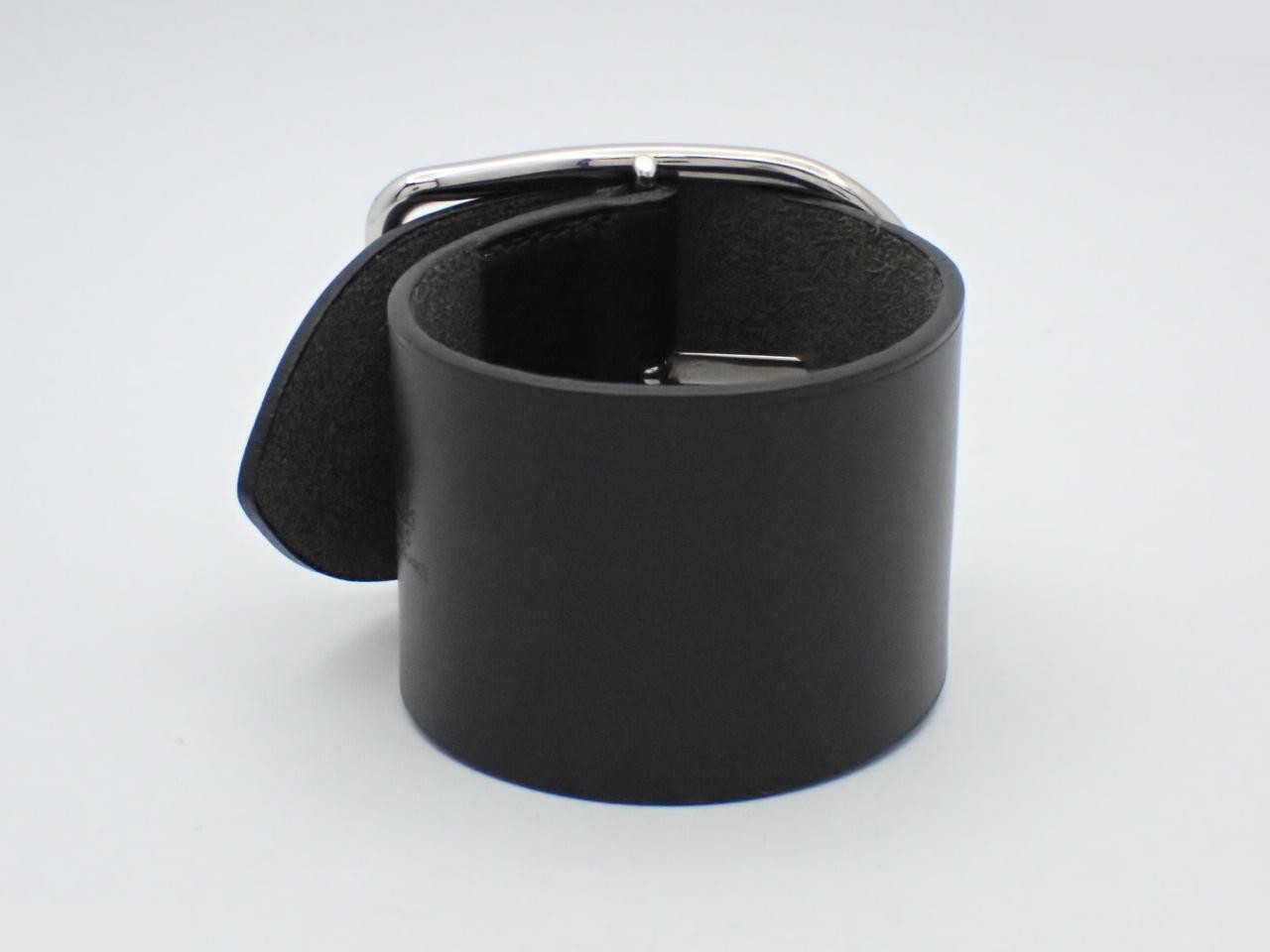 Api GM Leather Wide Black Bracelet (approx. 17cm wrist circumference) — view 2