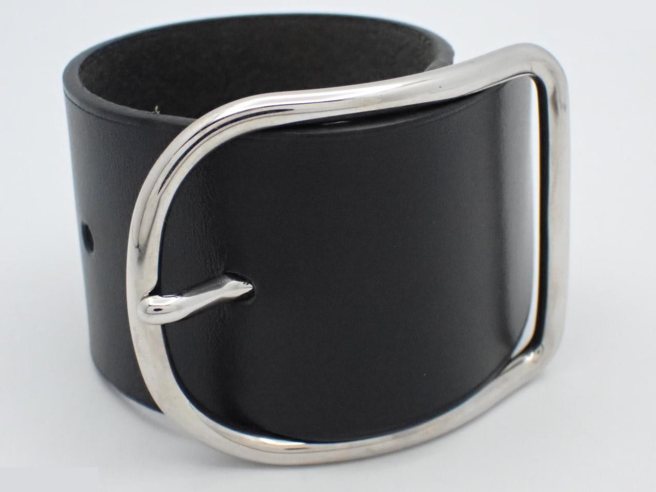 Api GM Leather Wide Black Bracelet (approx. 17cm wrist circumference) — view 3