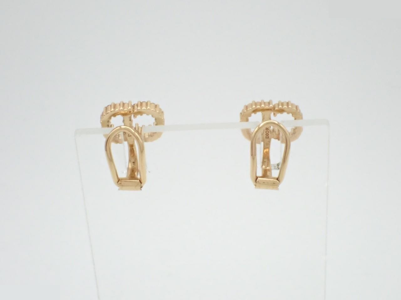 rhinestone earrings, gold color — view 2