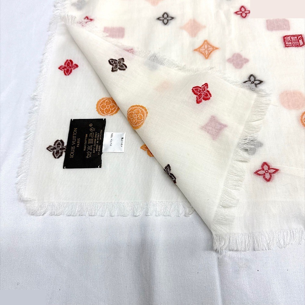Monogram Stole/Scarf, White — view 3