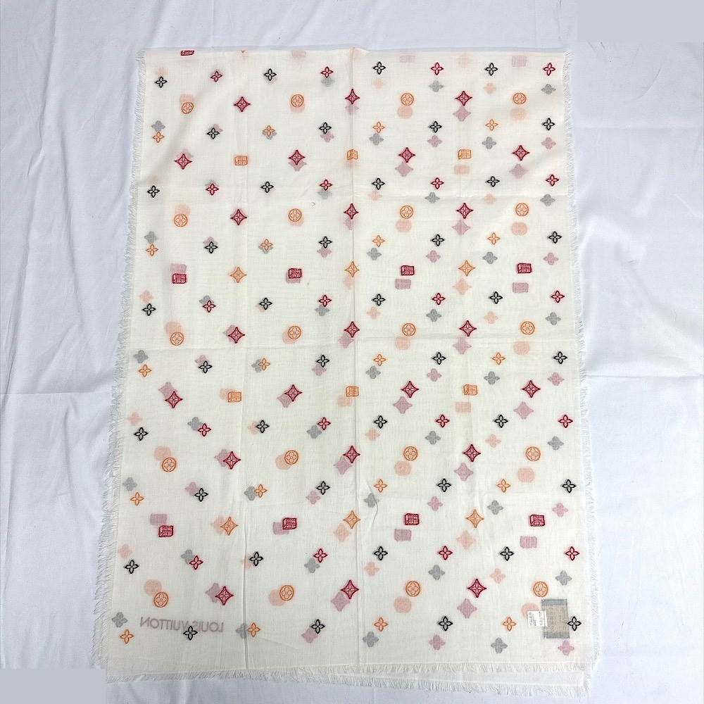 Monogram Stole/Scarf, White — view 4