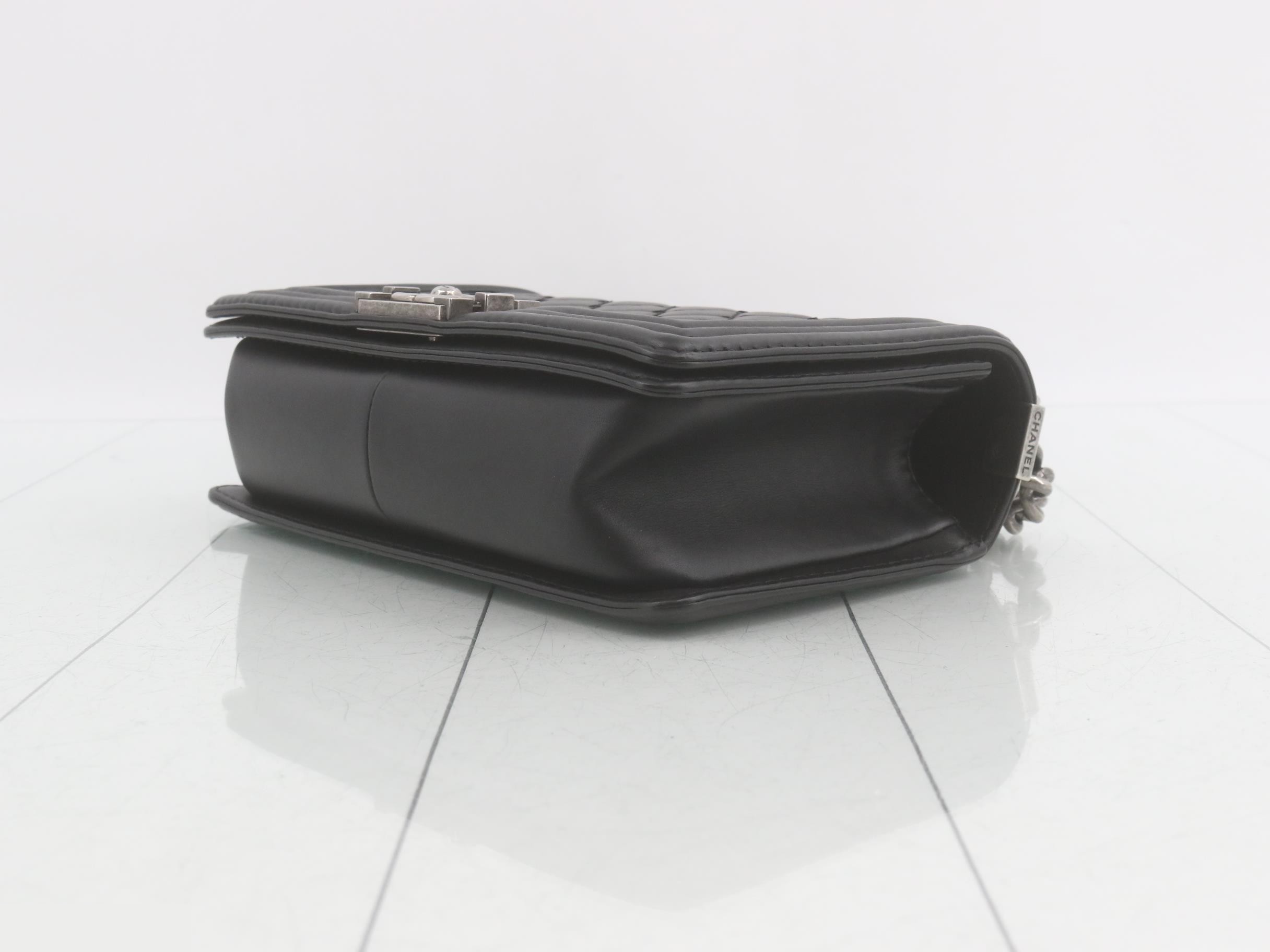 Boy Chanel Leather Chain Shoulder Bag — view 6